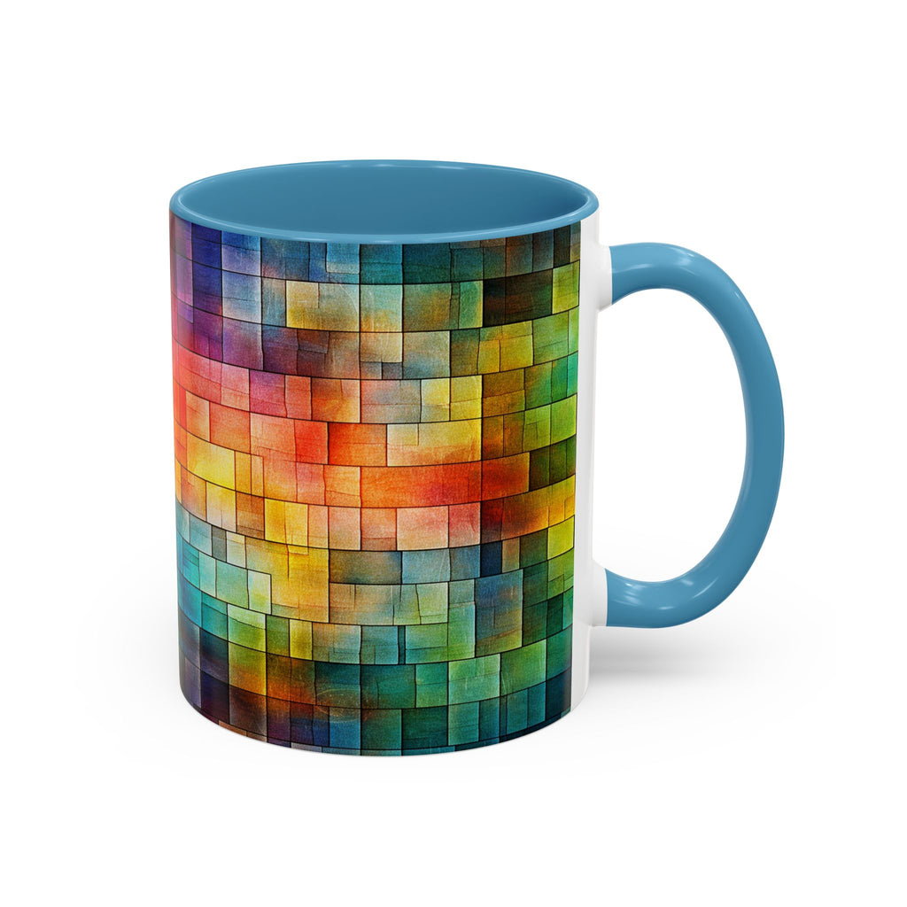 Colorful Mosaic Accent Coffee Mug - Vibrant Geometric Pattern (11/15 oz)