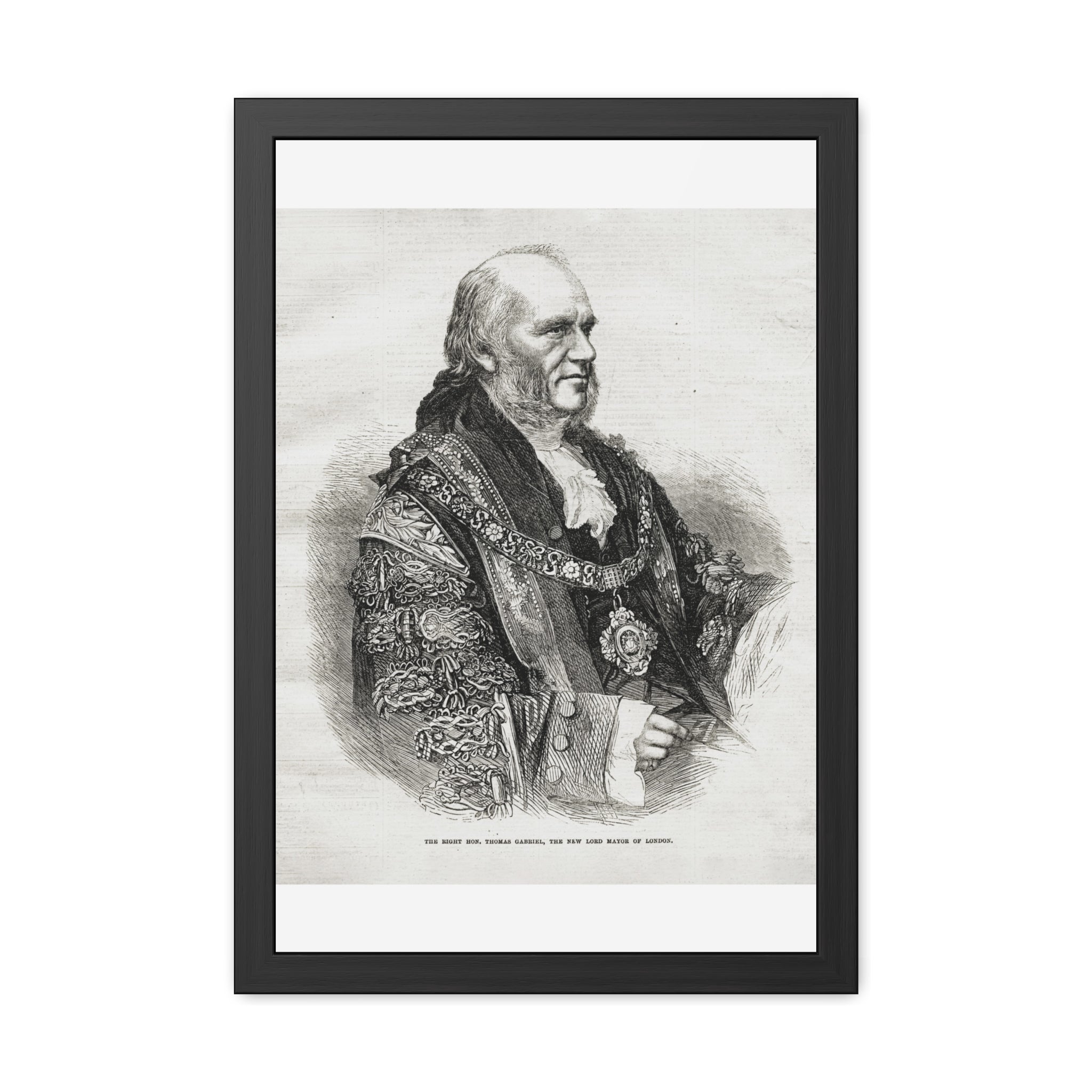 Framed Poster - Vintage Engraved Portrait Print (Antique Historical Decor)