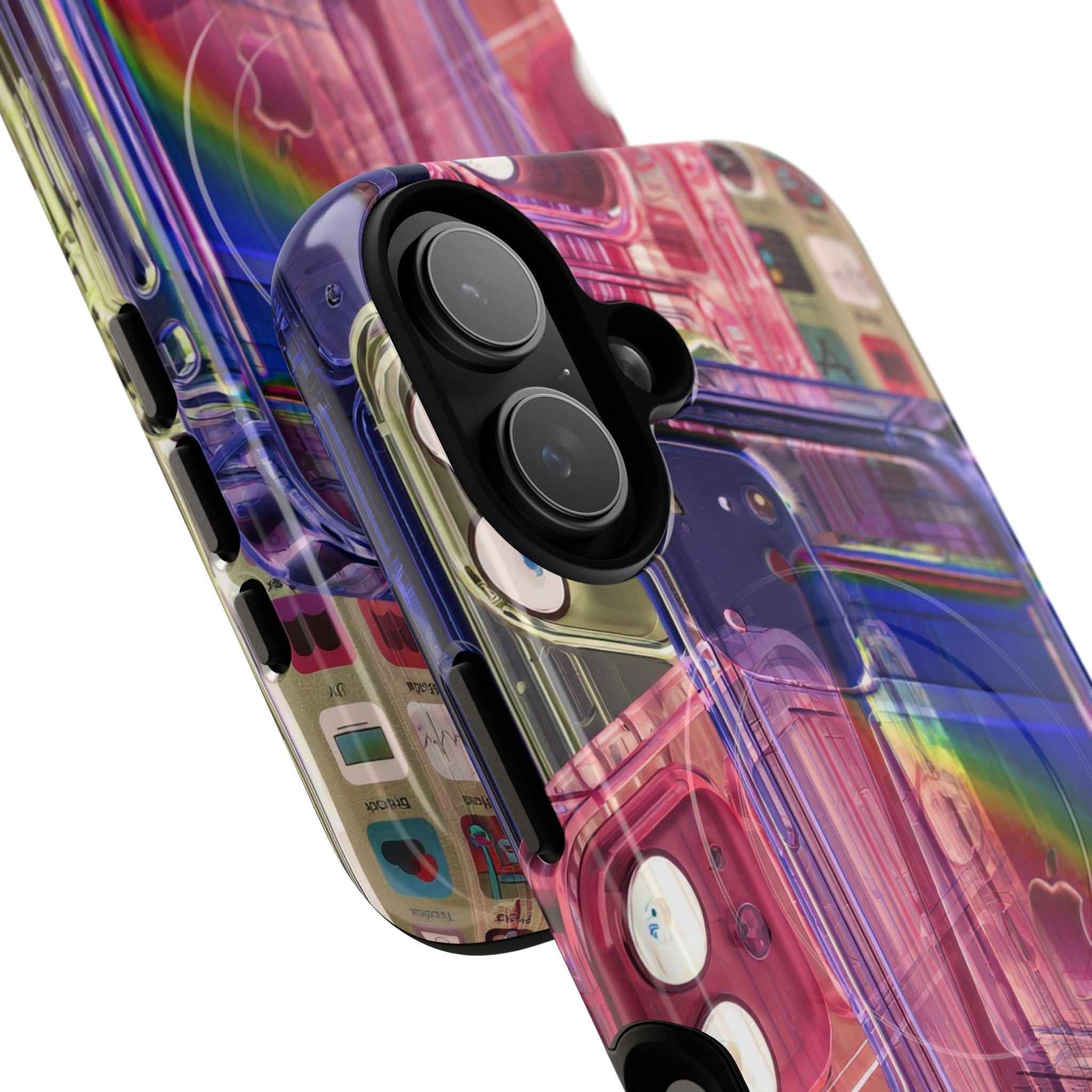 Phone Case — Retro Cassette & Rainbow Tough Magnetic Phone Case