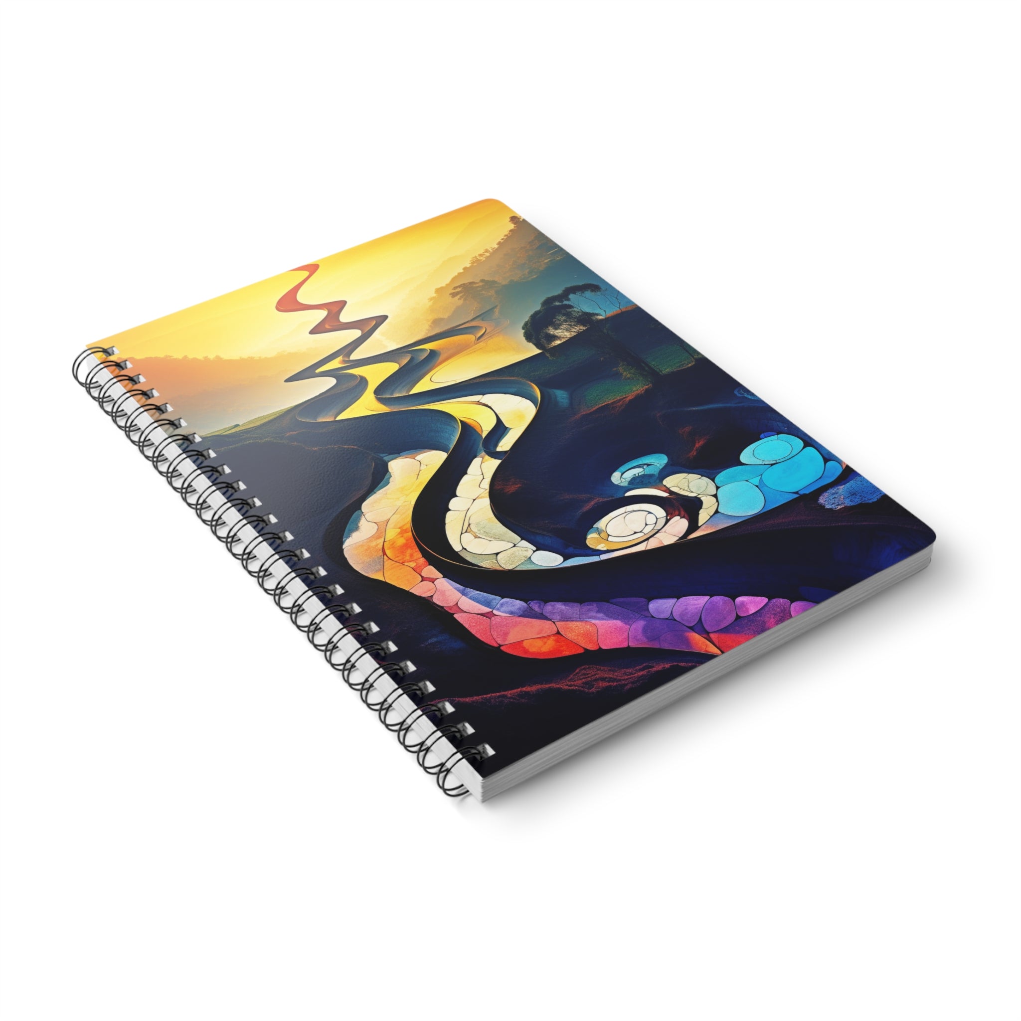 A5 Spiral Notebook — Vibrant Abstract River Landscape Journal