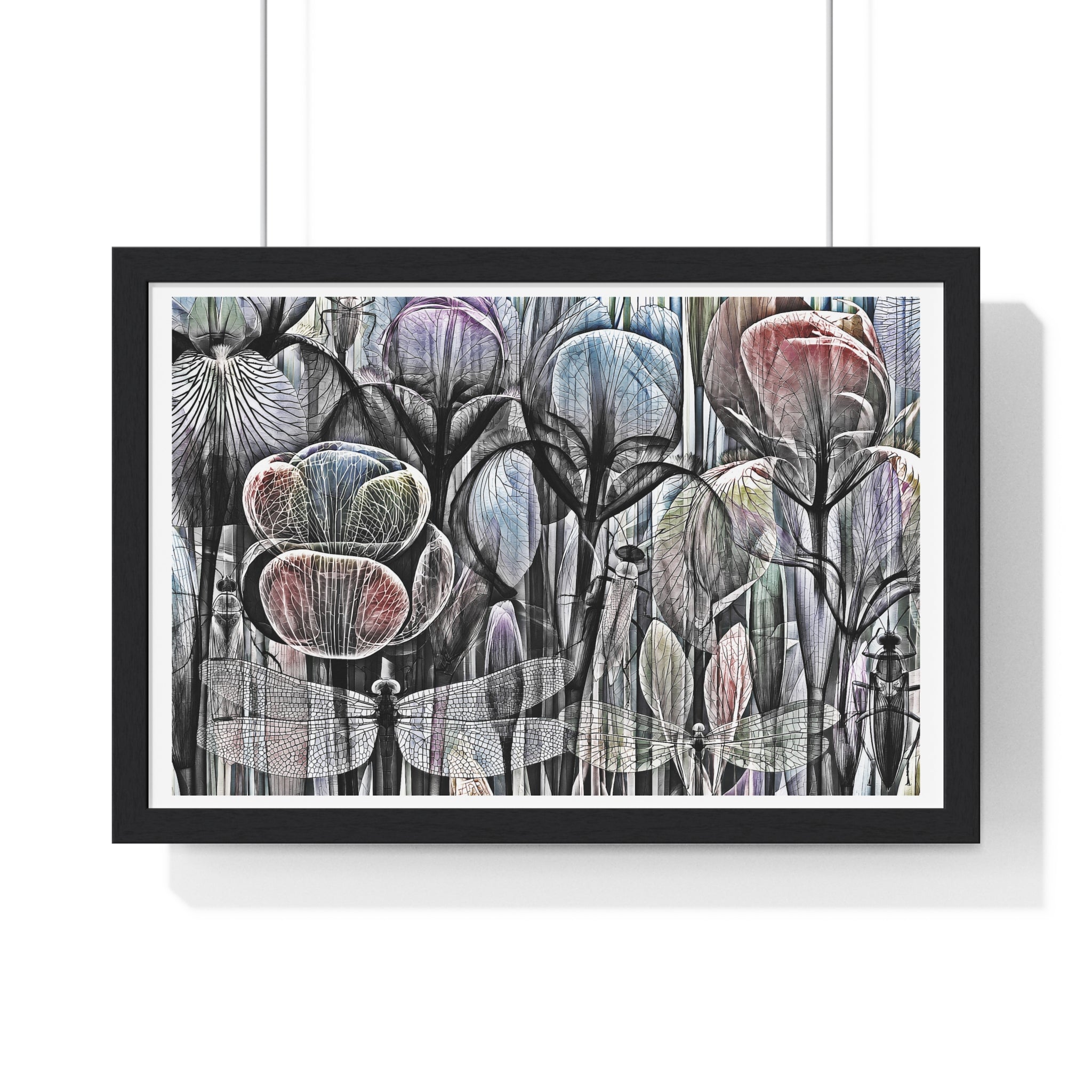 Framed Poster — Dreamy Botanical Dragonfly Art Print