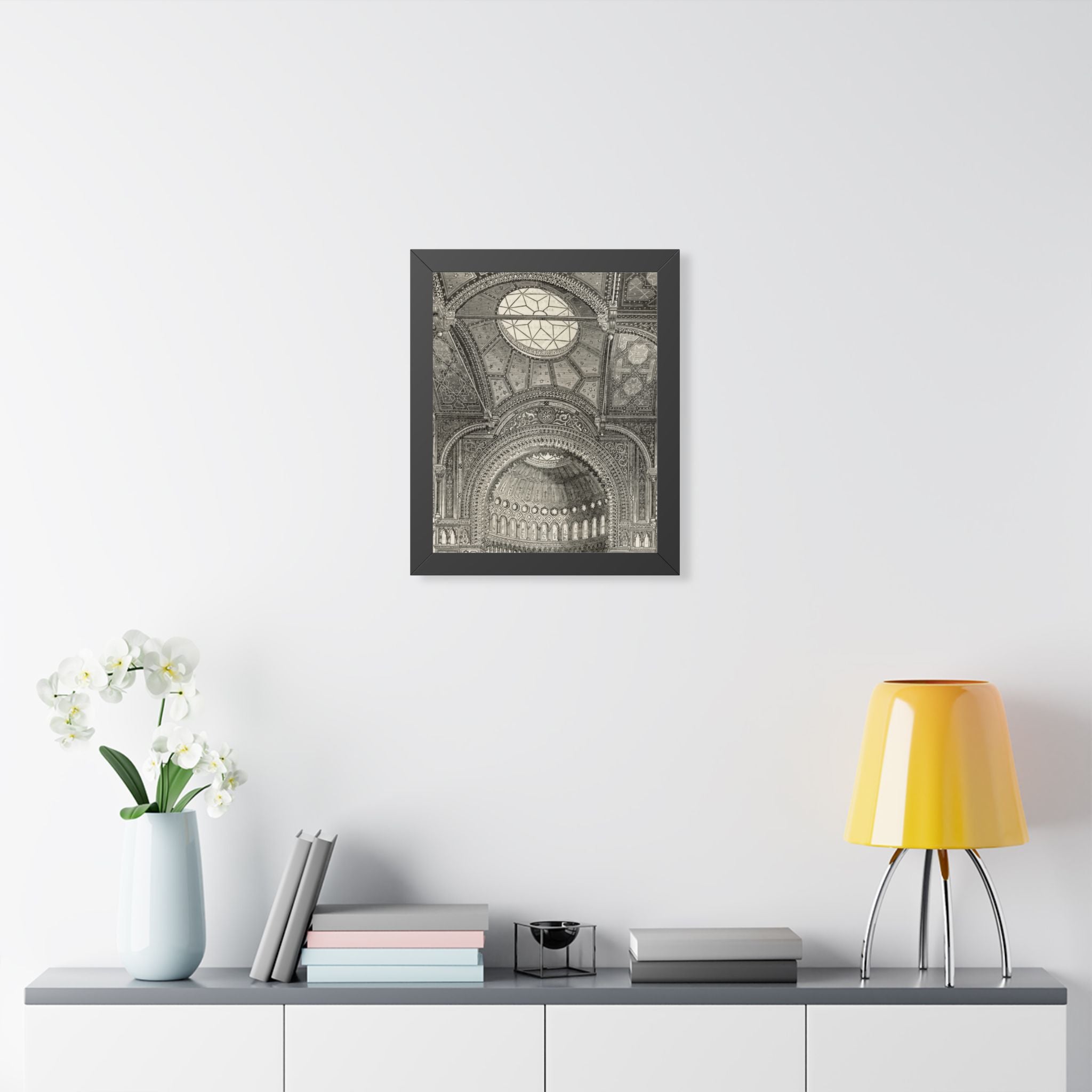 Detail of the New Jewish Synagogue, Berlin. Vintage Cathedral Ceiling Framed Poster — Architectural Interior Art Print