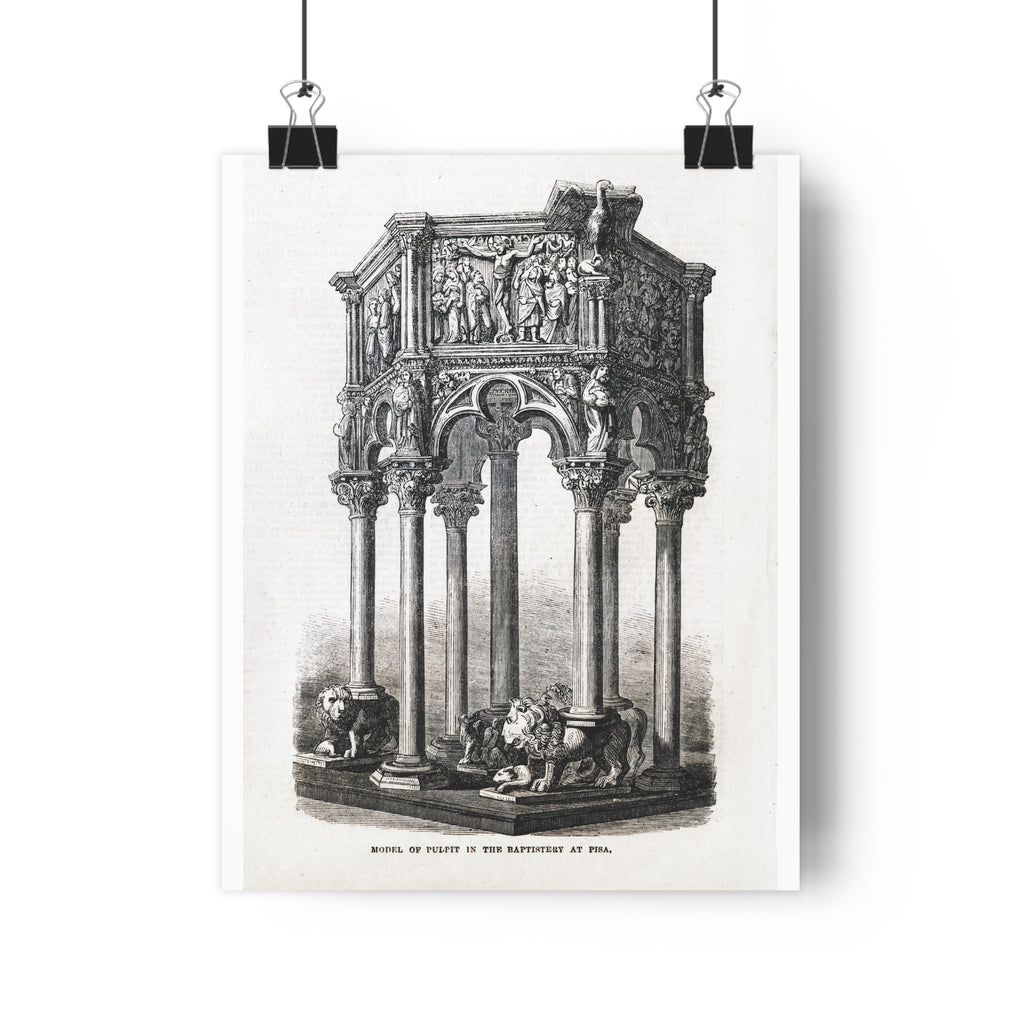 Antique Baptistery Illustration Poster — Vintage Architectural Print