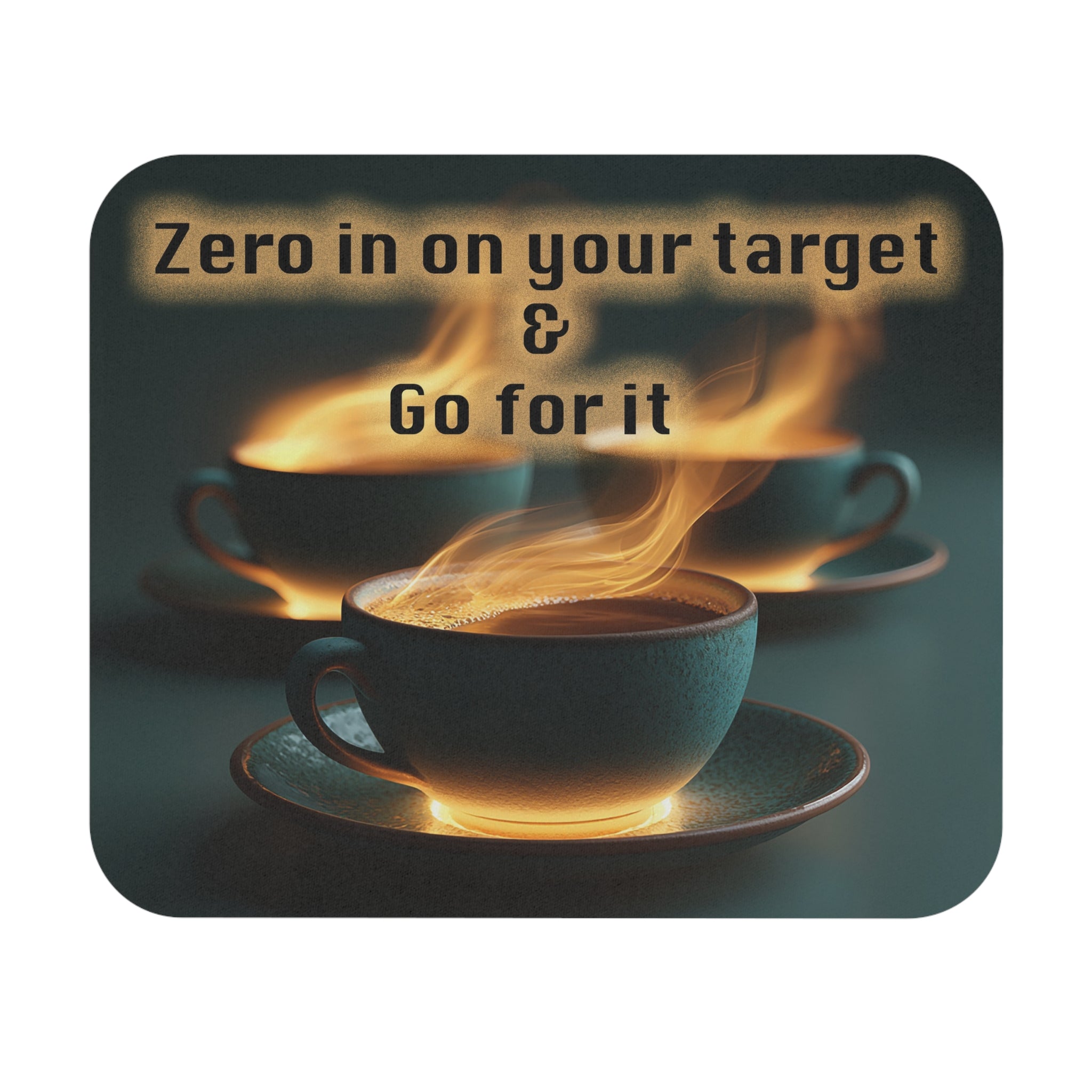 Motivational Coffee Mouse Pad — "Zero in on your target & Go for it"