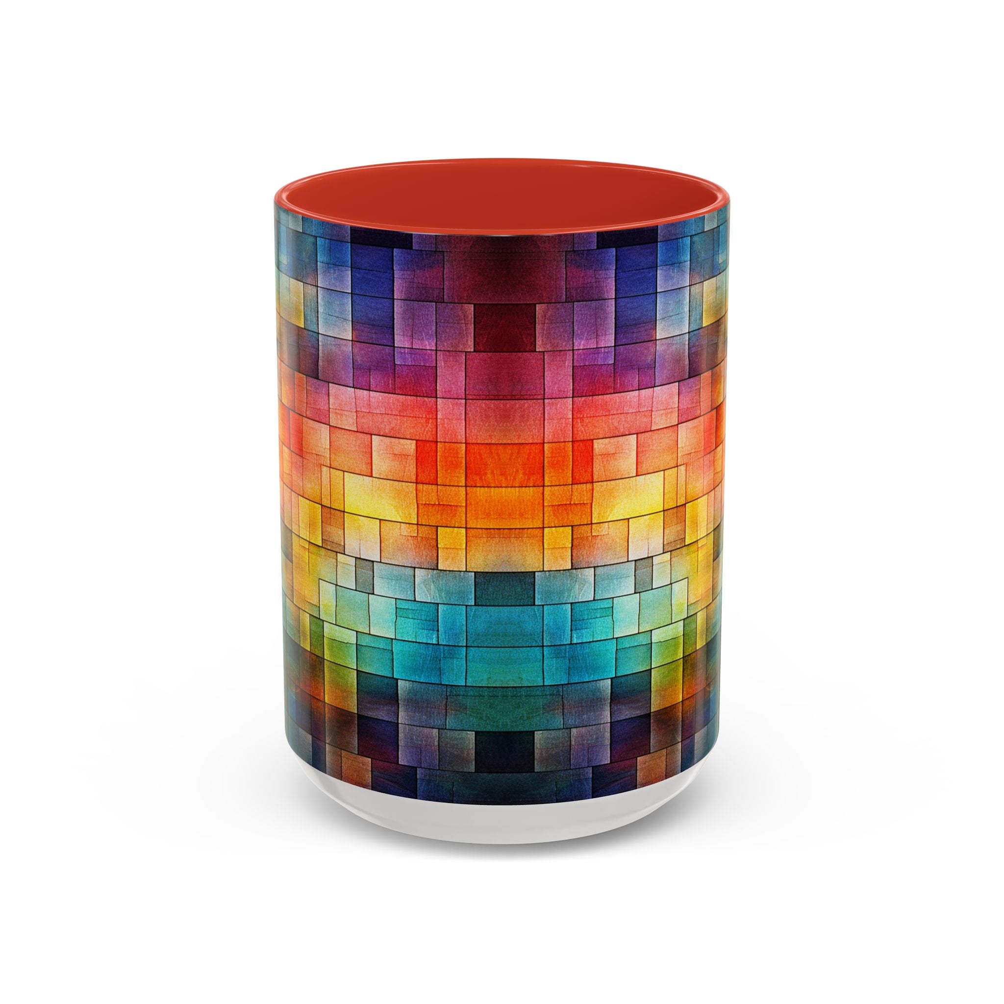Colorful Mosaic Accent Coffee Mug - Vibrant Geometric Pattern (11/15 oz)
