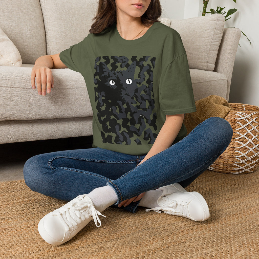 Black Cat Camouflage Graphic T‑Shirt