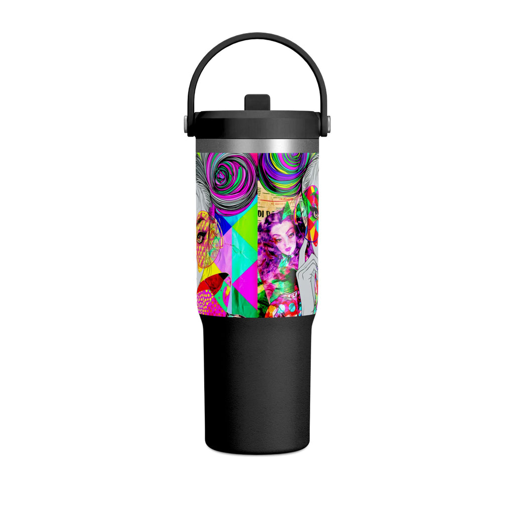 Colorful Pop Art Travel Tumbler – 32oz Nomad Insulated Cup with Retro Sunglasses Design