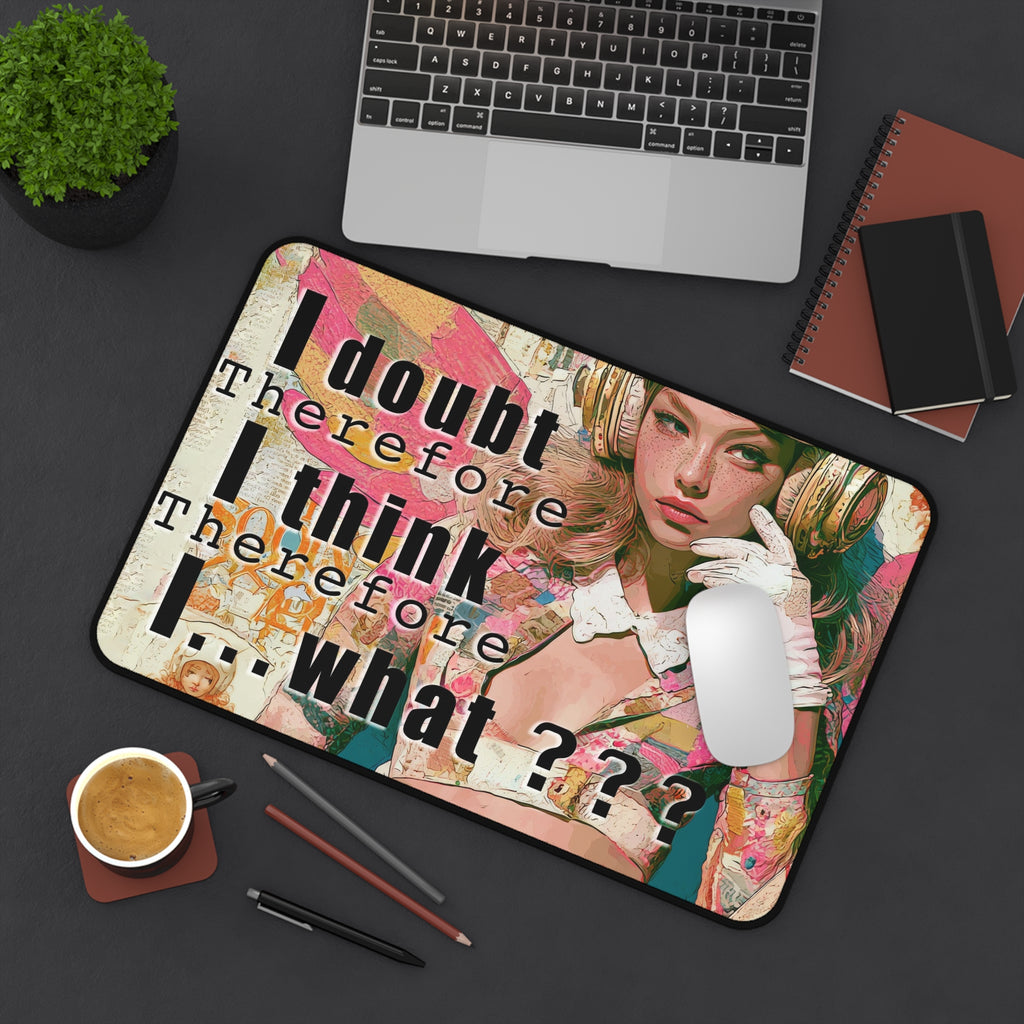 Retro Pop Art Desk Mat — "I doubt therefore I think…what???"