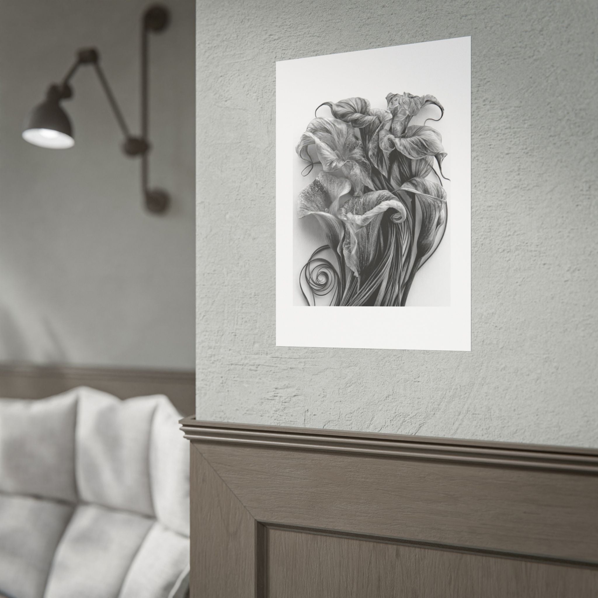 Rolled Poster — Black & White Floral Botanical Art Print