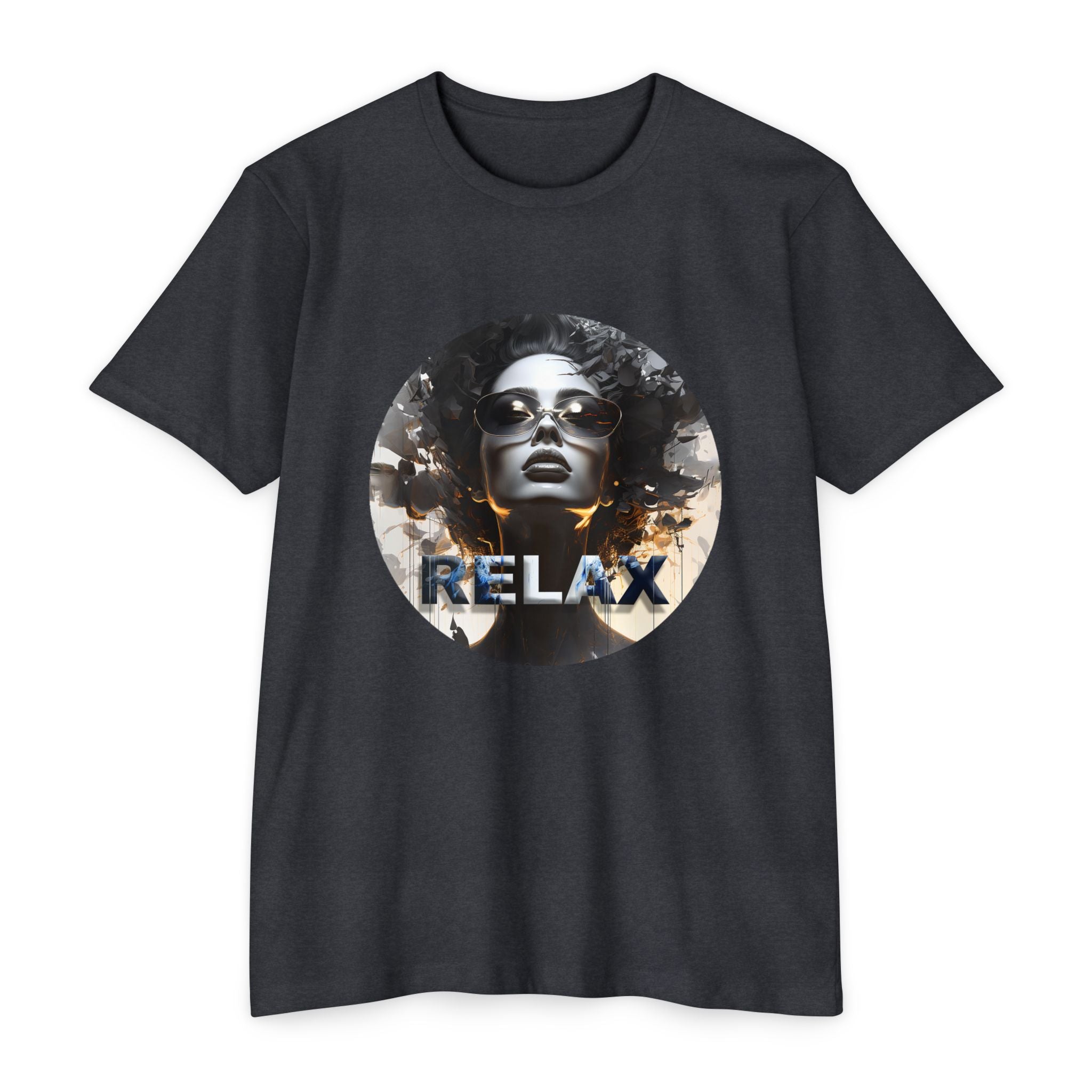 Relax Graphic T-Shirt — Vintage Portrait Tee with 'RELAX' Text