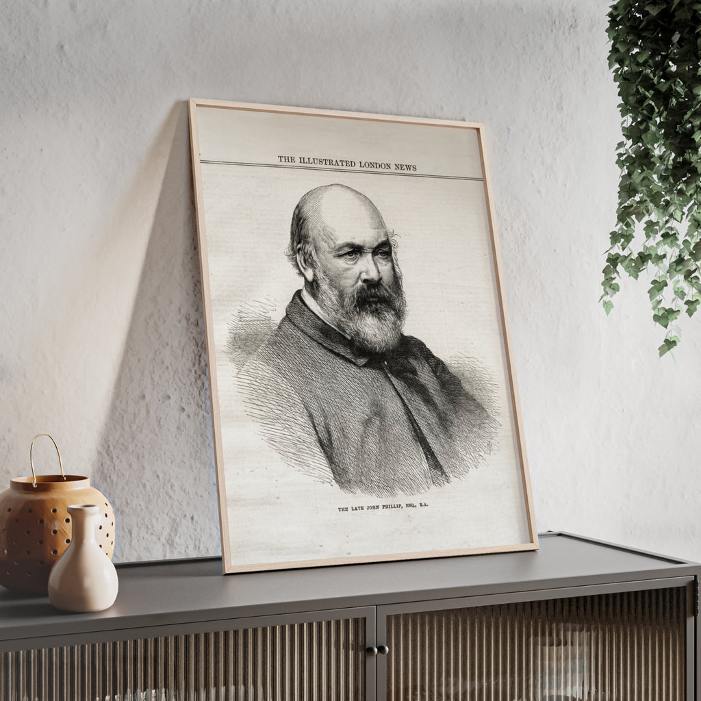 The Late John Phillip, Esq. Framed Vintage Portrait Print — Illustrated London News Gentleman Poster