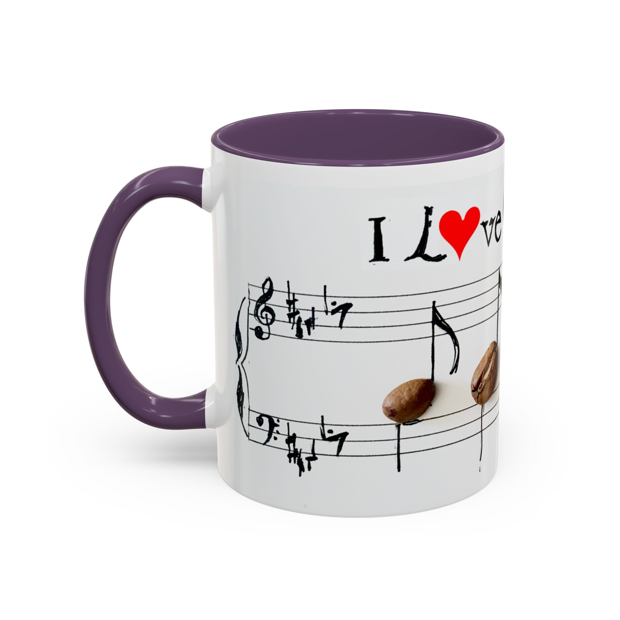 Coffee Lover Music Mug — "Love Coffee" Musical Notes Accent Mug (11/15 oz)