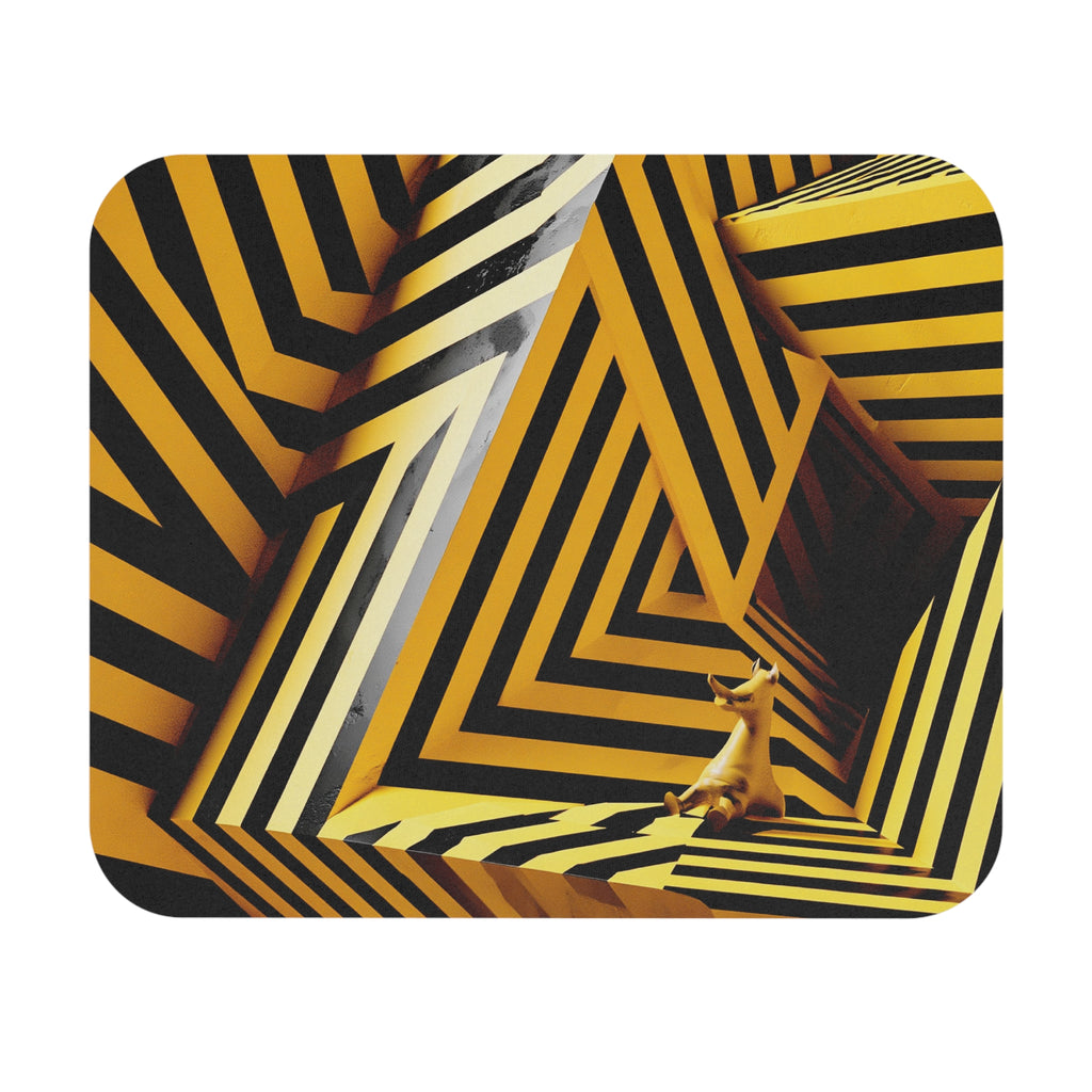 Geometric Yellow Black Stripe Mouse Pad