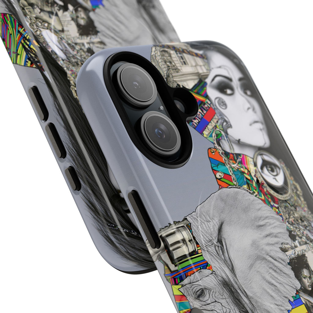 Artistic Elephant Collage Phone Case — Tough Magnetic Protective Cover