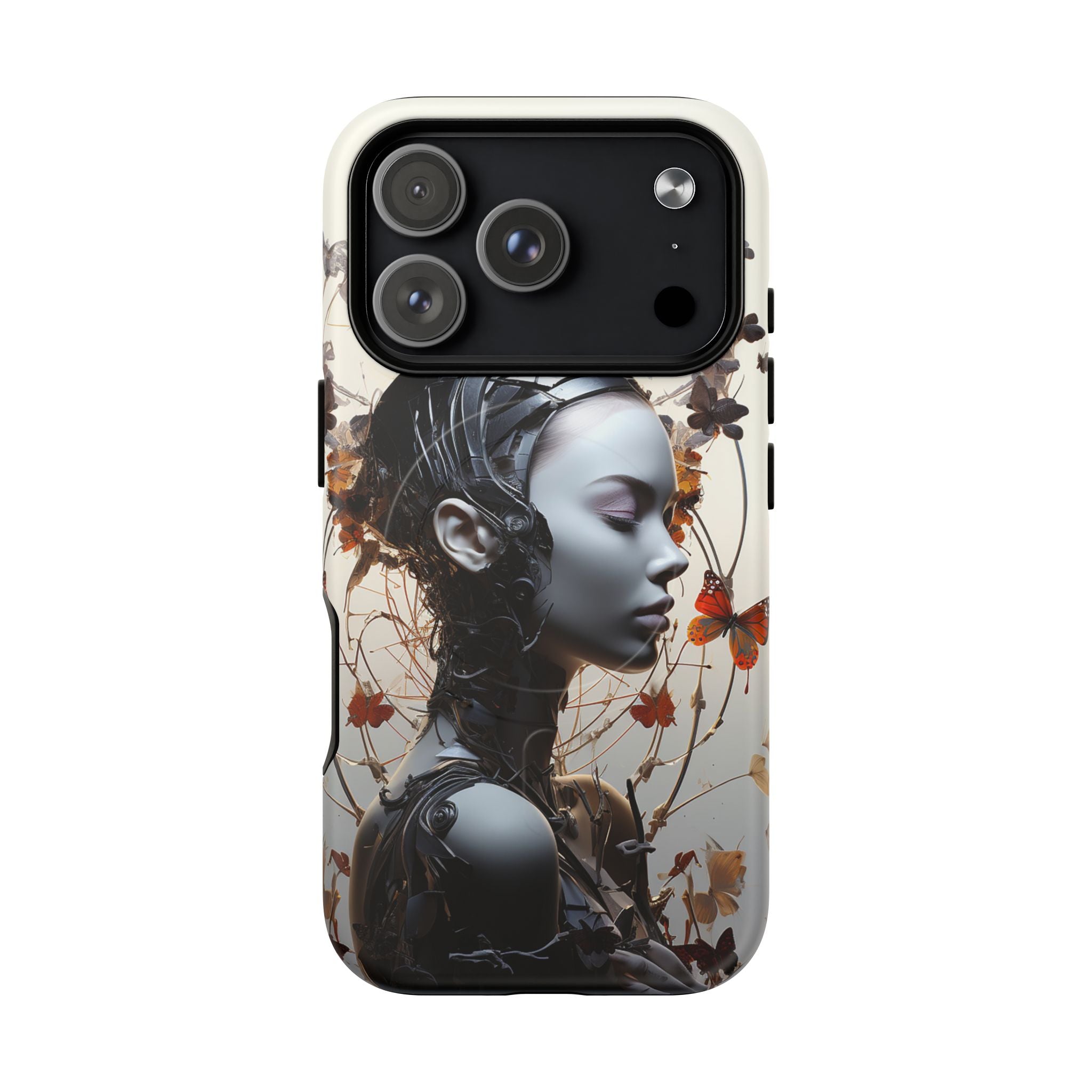 Art Nouveau Cyberpunk Phone Case — Surreal Floral Femme Tough Magnetic Case