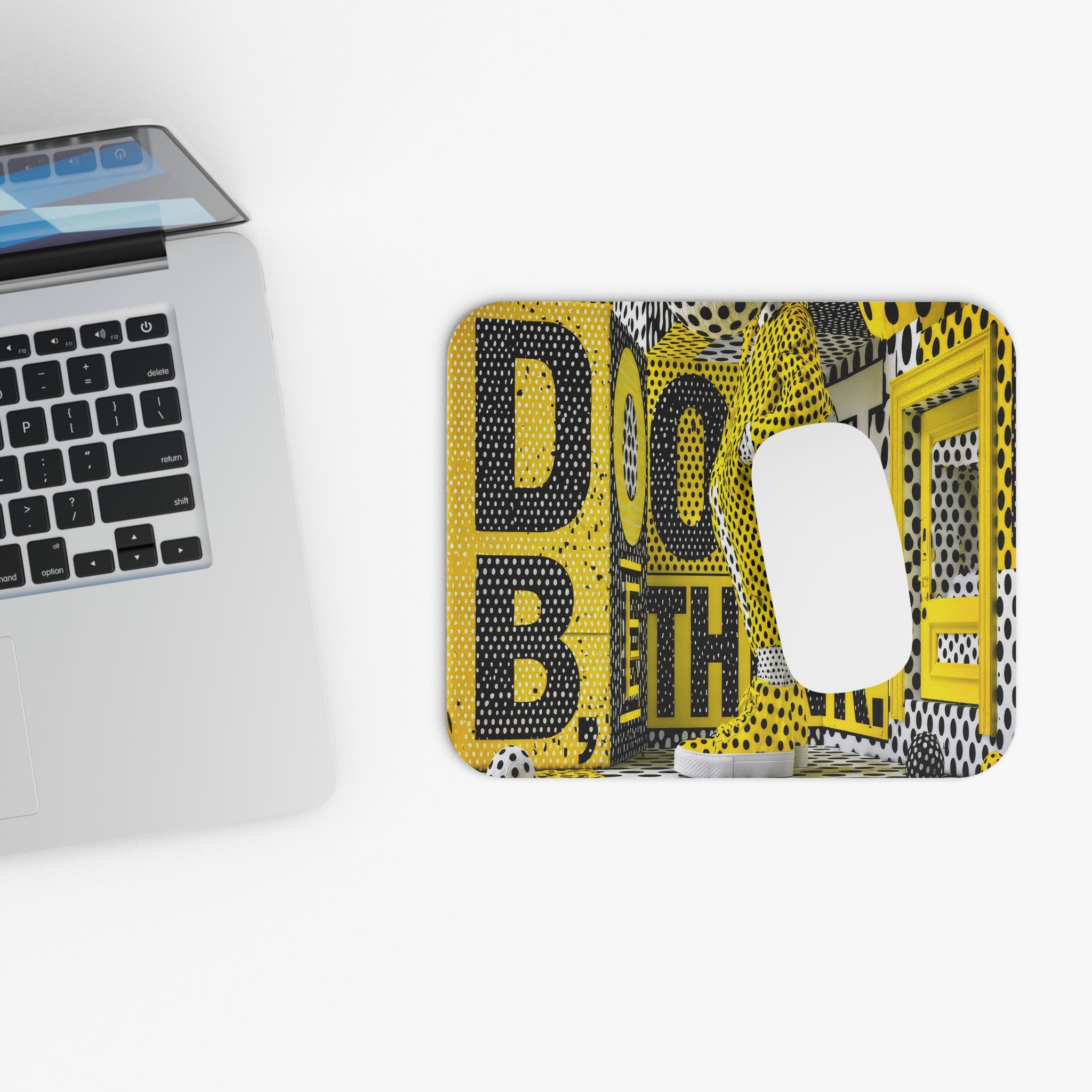 Do Both Bold Yellow & Black Dot Rectangle Mouse Pad — Graphic Desk Mat