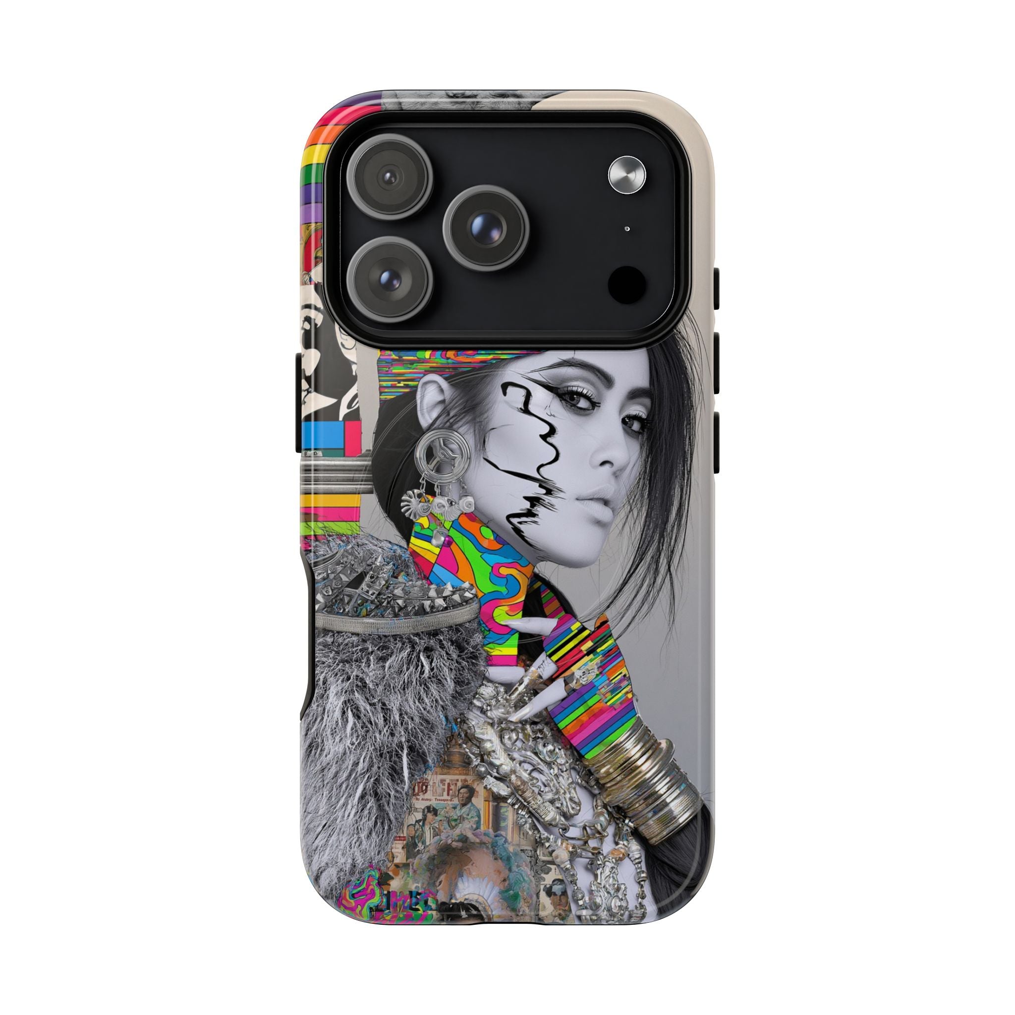 Phone Case - Colorful Glitch Portrait Tough Magnetic Case