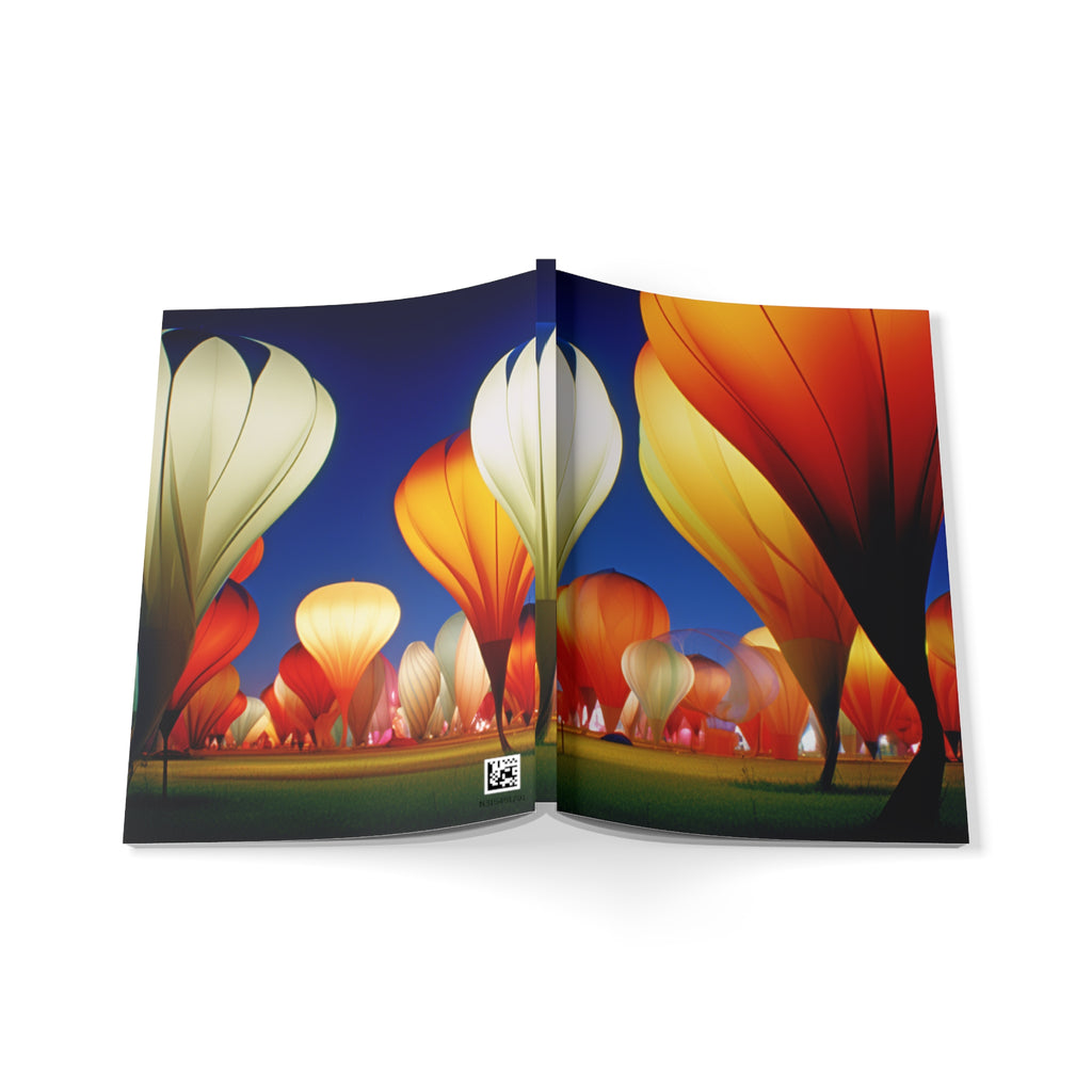 A5 Hot Air Balloon Notebook — Colorful Evening Sky Softcover Journal for Travel, Notes & Gifts