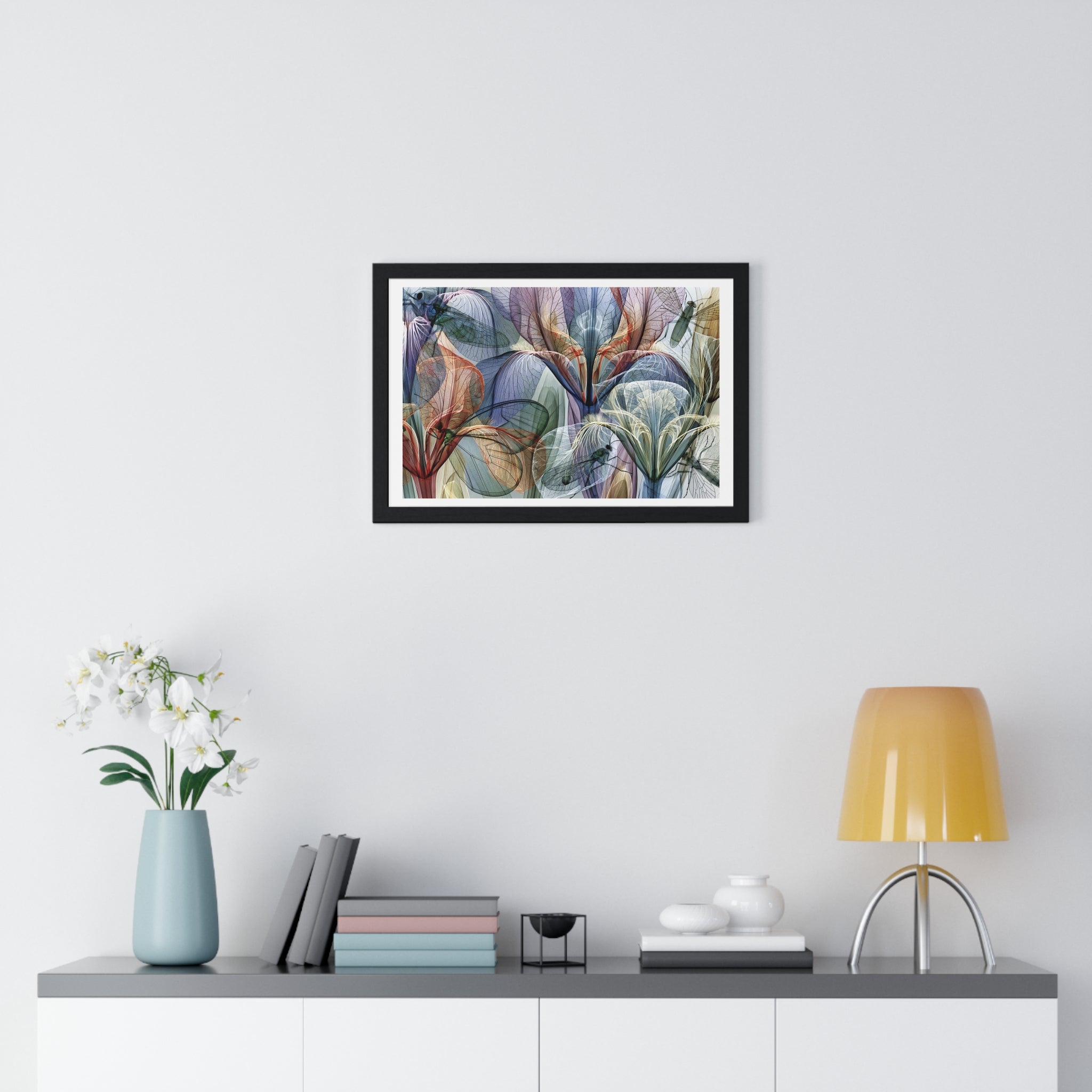 Framed Floral Art Print — Abstract Translucent Lily Poster