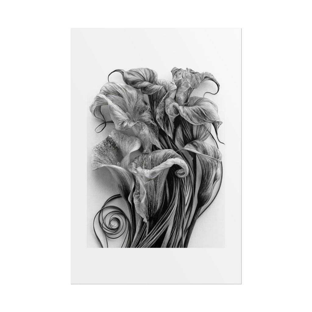Rolled Poster — Black & White Floral Botanical Art Print