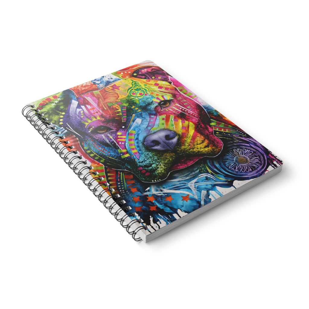 A5 Spiral Notebook – Vibrant Colorful Pitbull Art Journal