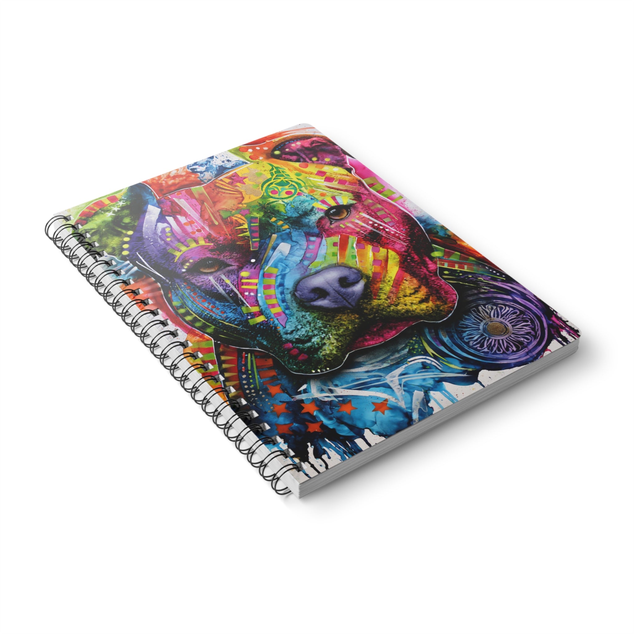 A5 Spiral Notebook – Vibrant Colorful Pitbull Art Journal