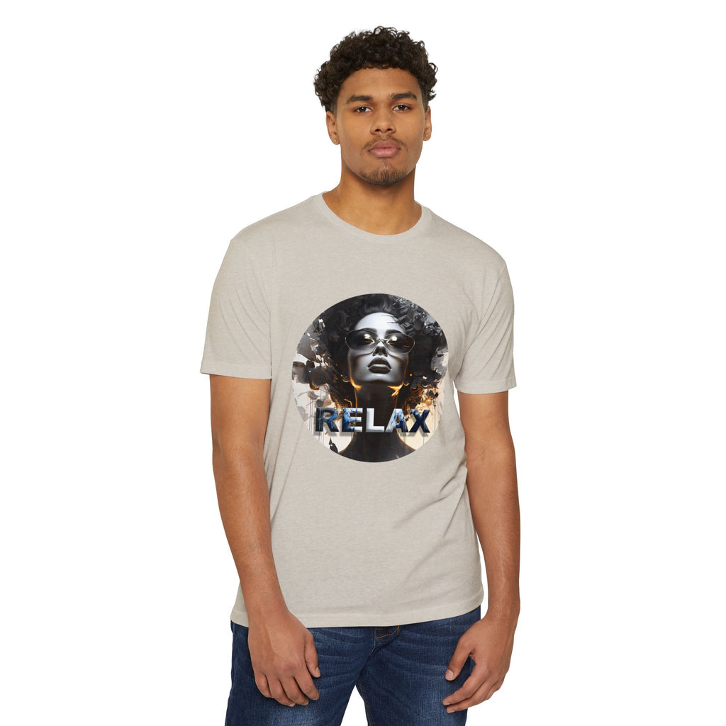 Relax Graphic T-Shirt — Vintage Portrait Tee with 'RELAX' Text