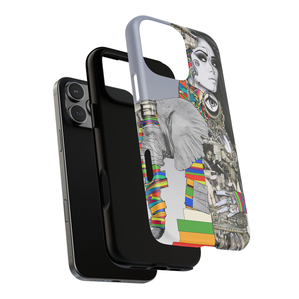 Artistic Elephant Collage Phone Case — Tough Magnetic Protective Cover