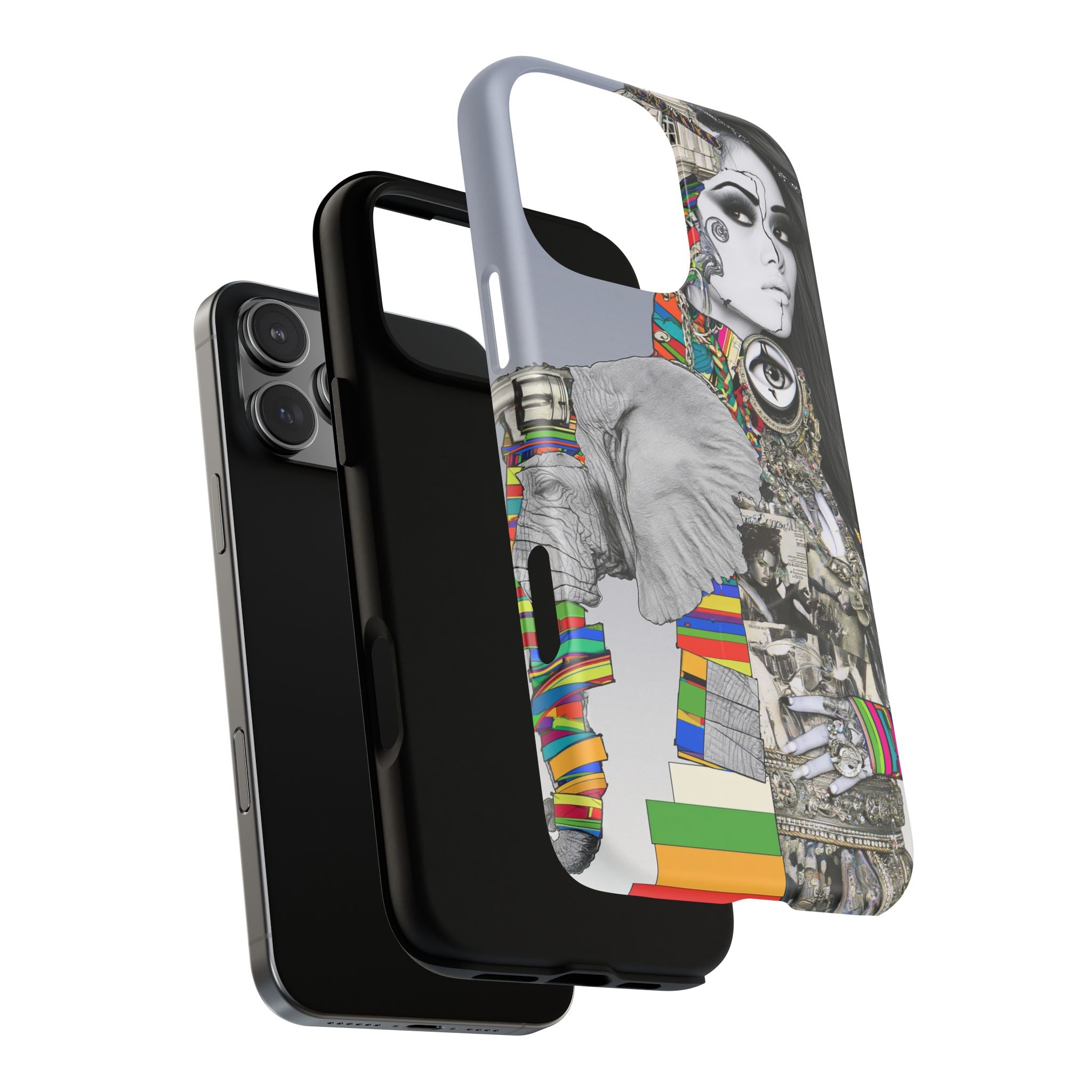 Artistic Elephant Collage Phone Case — Tough Magnetic Protective Cover