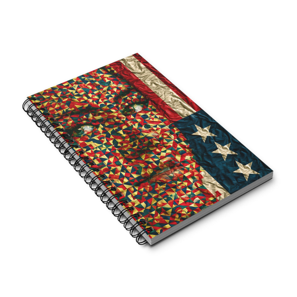 Patriotic Mosaic Face Spiral Journal — American Flag Art Notebook