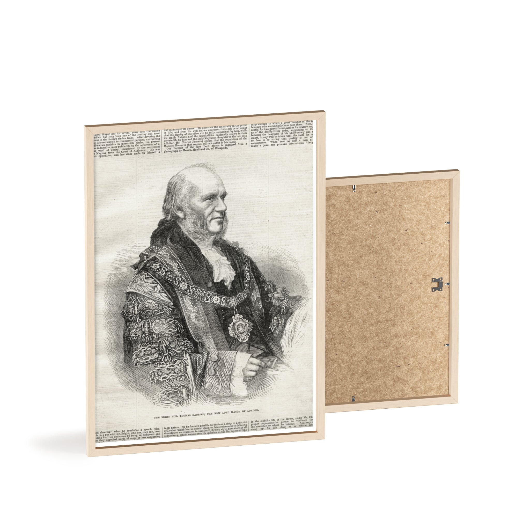 The Right Hon.Thomas Gabriel, the New Lord Mayor of London. Vintage Illustrated Statesman Poster with Black Wooden Frame
