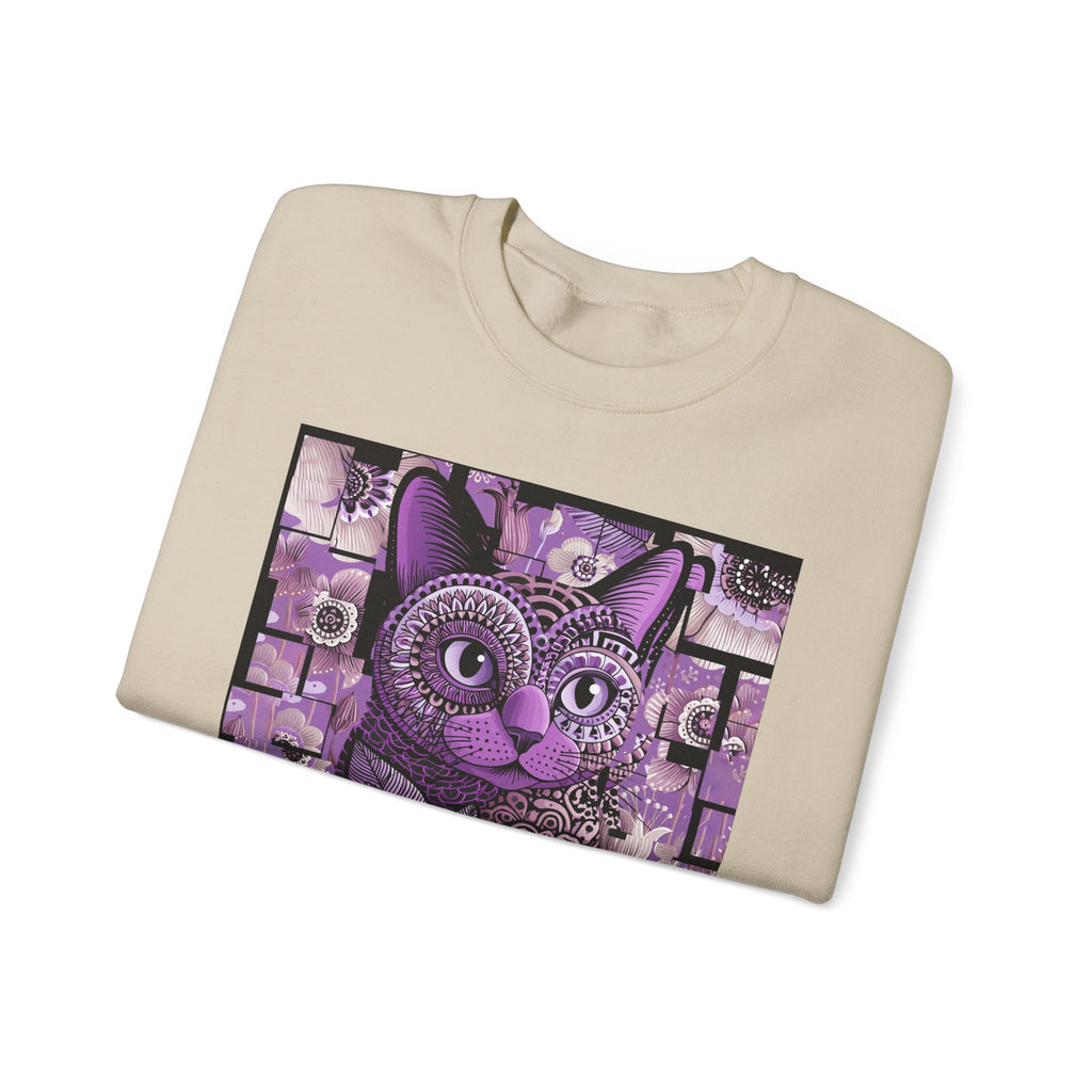 Purple Floral Owl Crewneck Sweatshirt — Whimsical Boho Animal Graphic