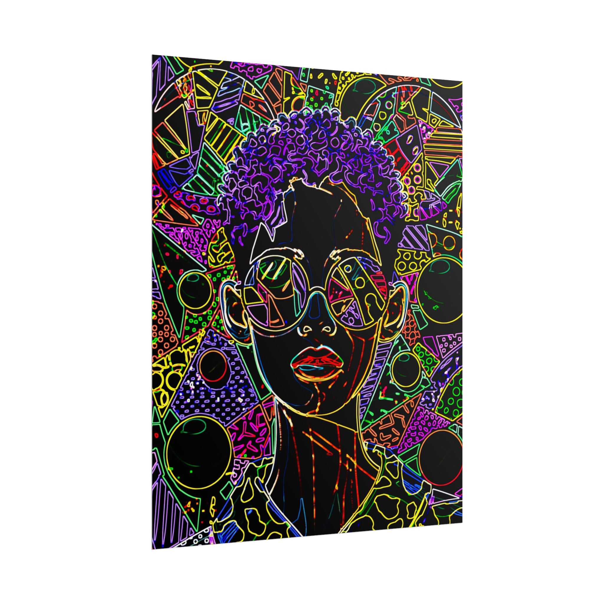 Afrofuturist Neon Portrait Poster