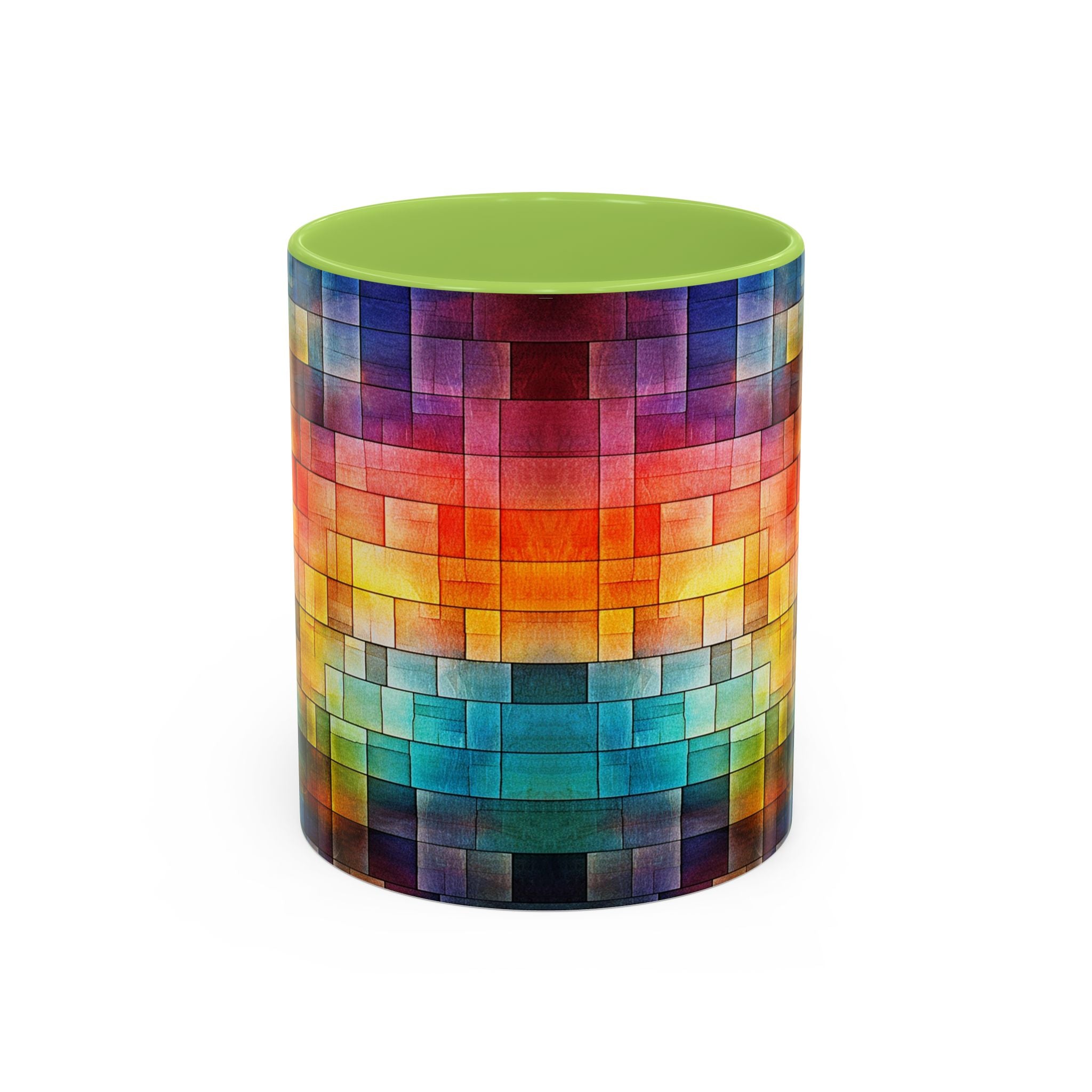 Colorful Mosaic Accent Coffee Mug - Vibrant Geometric Pattern (11/15 oz)