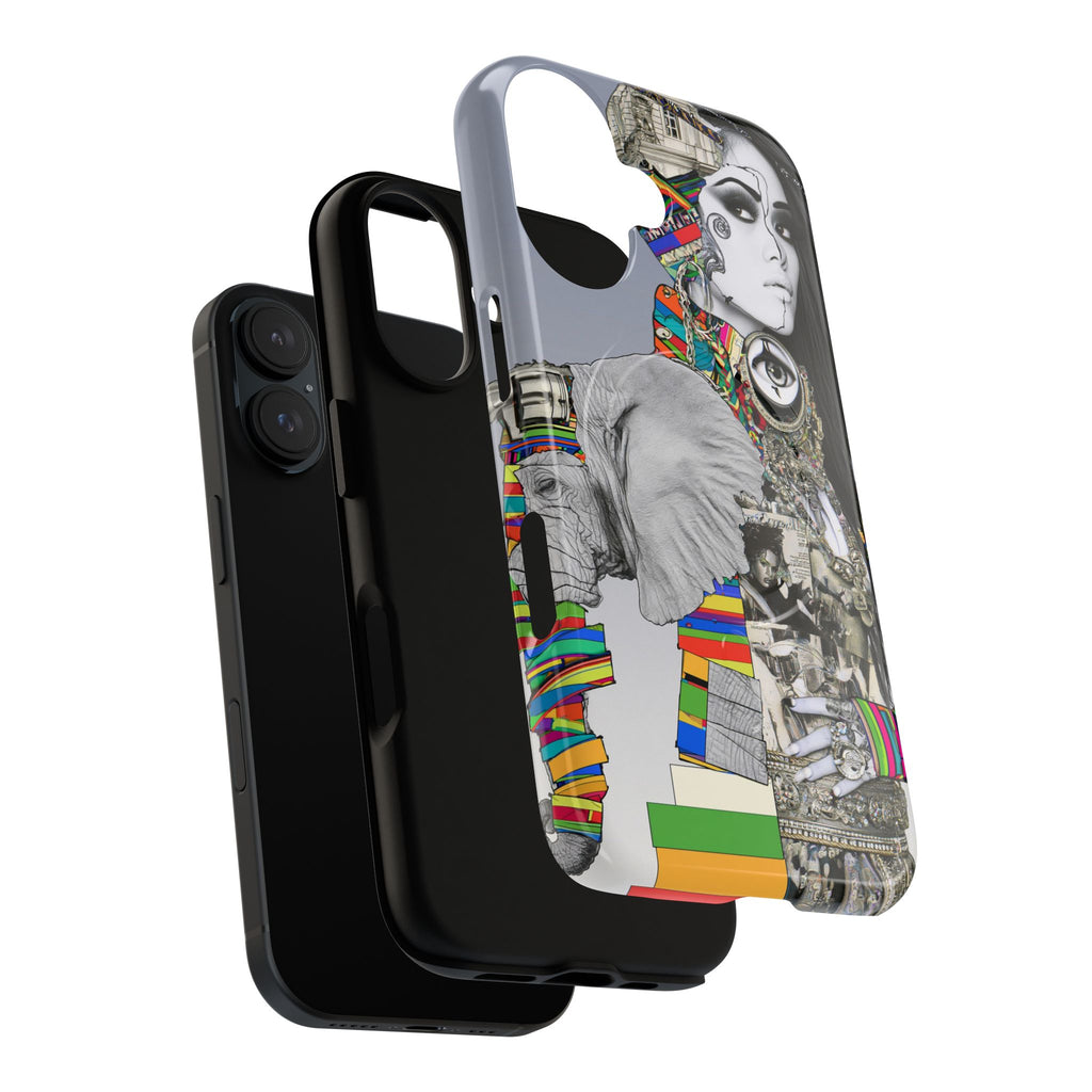 Artistic Elephant Collage Phone Case — Tough Magnetic Protective Cover