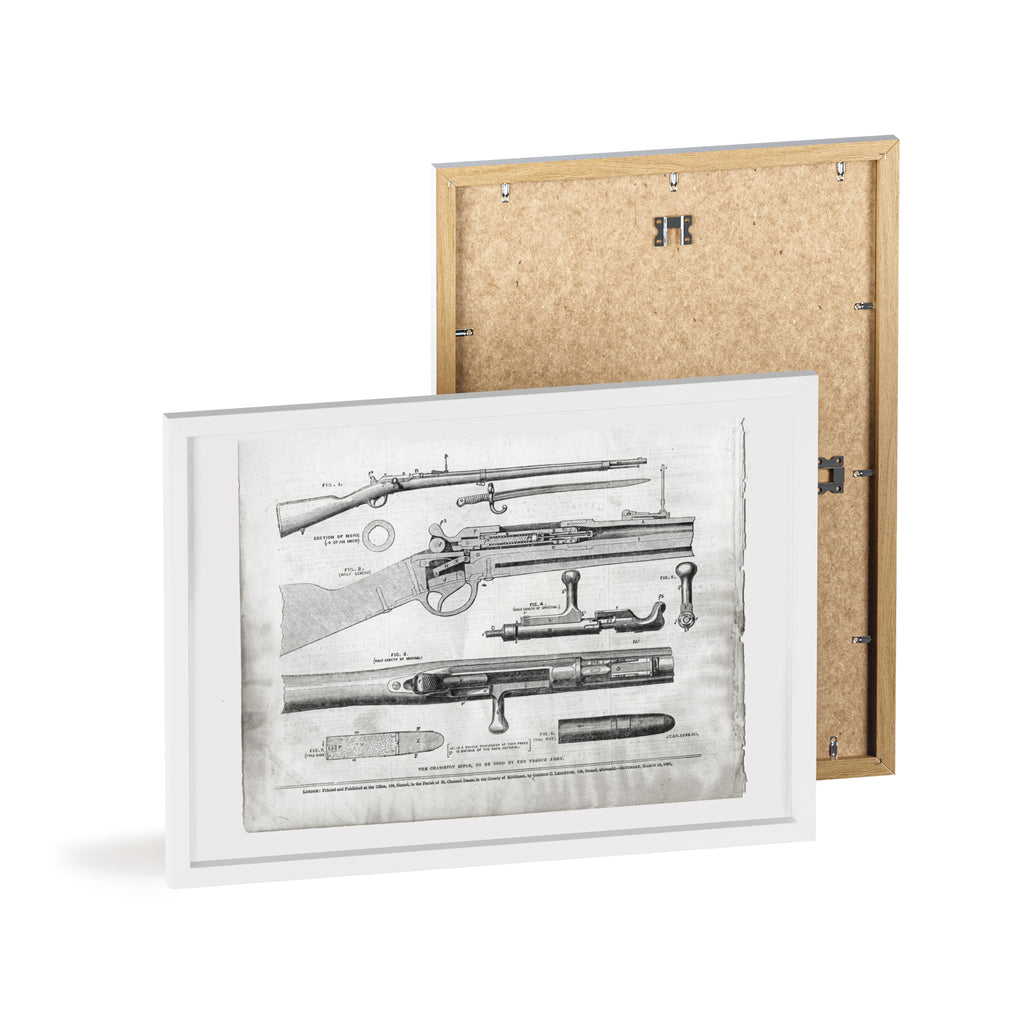 Antique Rifle Patent Poster — Framed Vintage Firearm Print