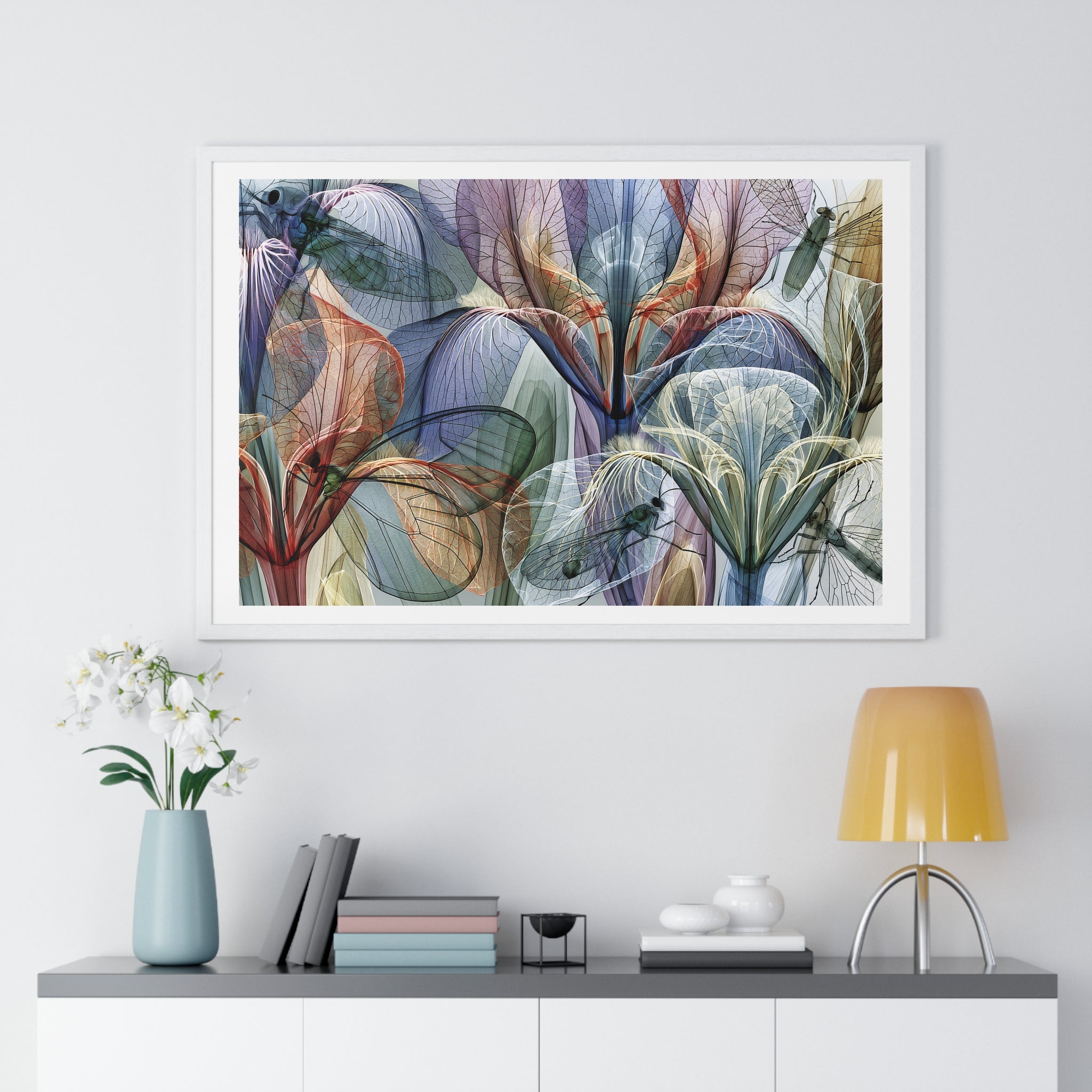 Framed Floral Art Print — Abstract Translucent Lily Poster