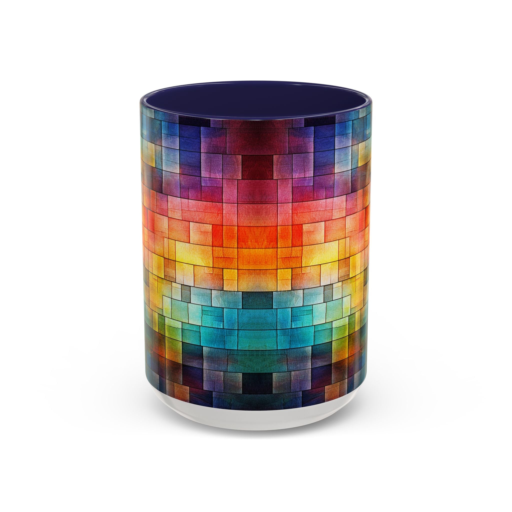 Colorful Mosaic Accent Coffee Mug - Vibrant Geometric Pattern (11/15 oz)