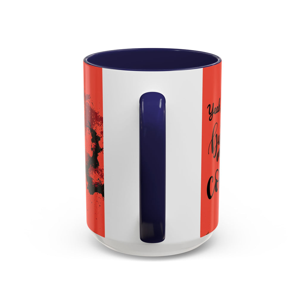 Red Coffee Mug - "Yeah, yeah, yeah ... First Coffee" Vintage Steam Design (11/15oz)