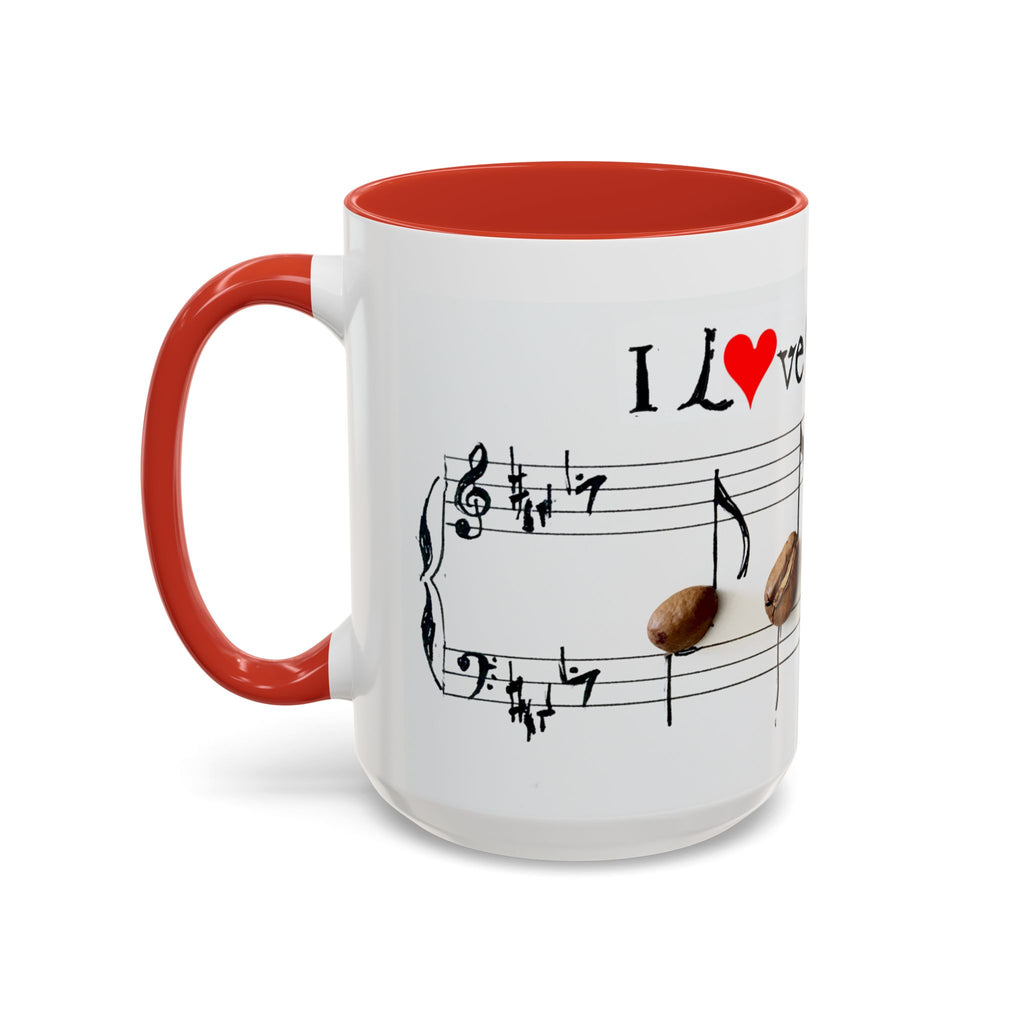 Coffee Lover Music Mug — "Love Coffee" Musical Notes Accent Mug (11/15 oz)