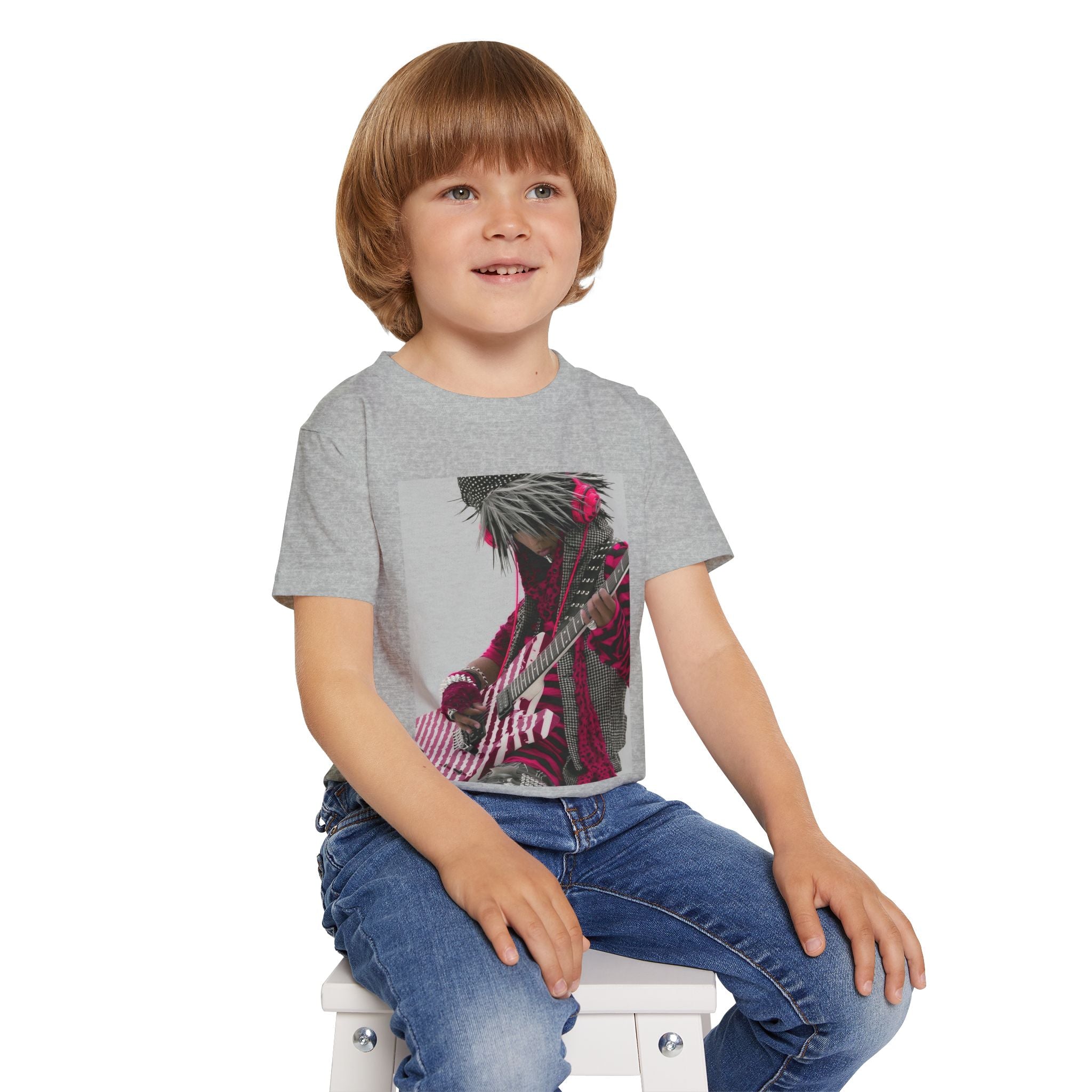 Toddler T‑Shirt — Pink Punk Guitar Kid Graphic Tee