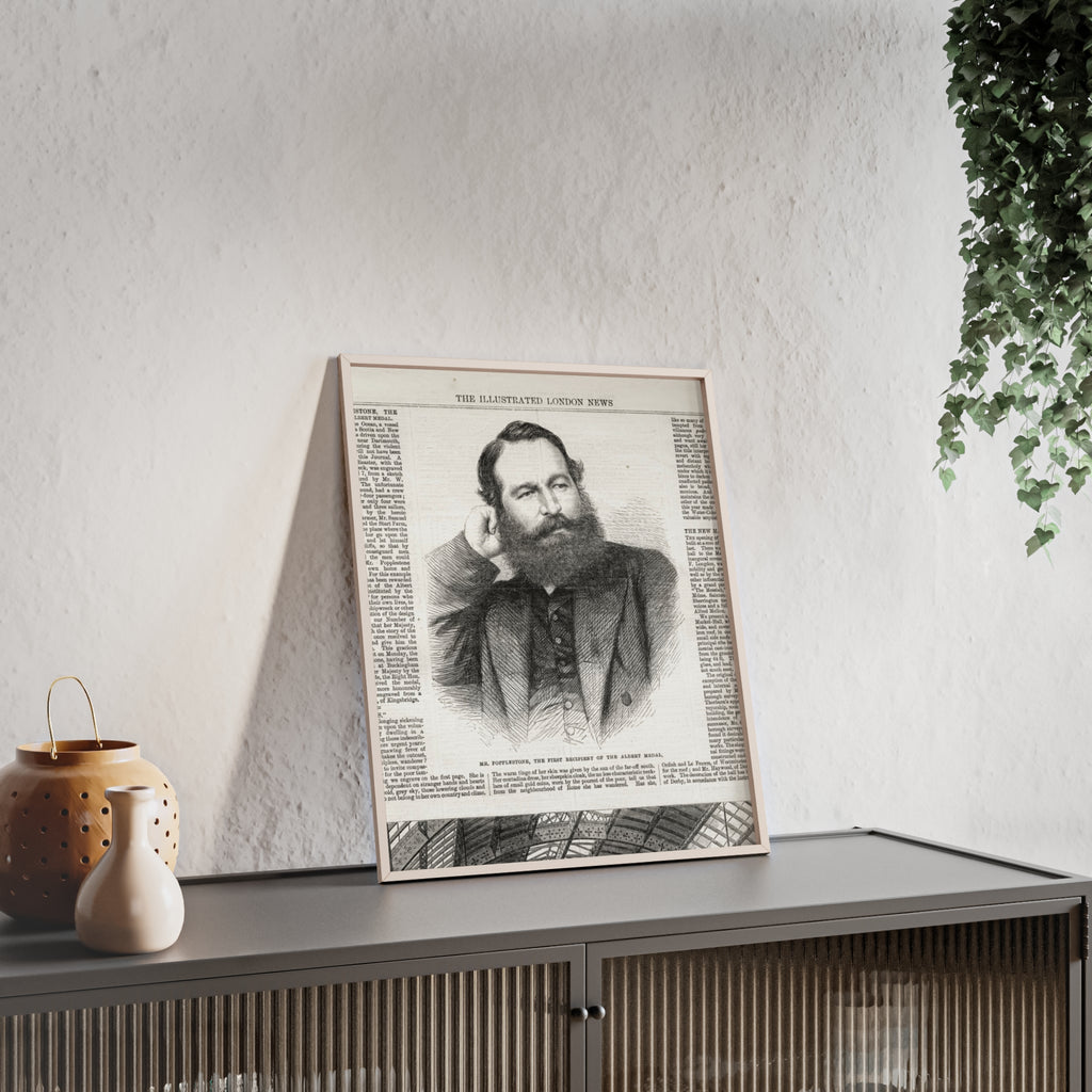 Mr. Popplestone, the first recipient of the Albert Medal. Vintage Illustrated London News Portrait Poster — Framed Wood Print