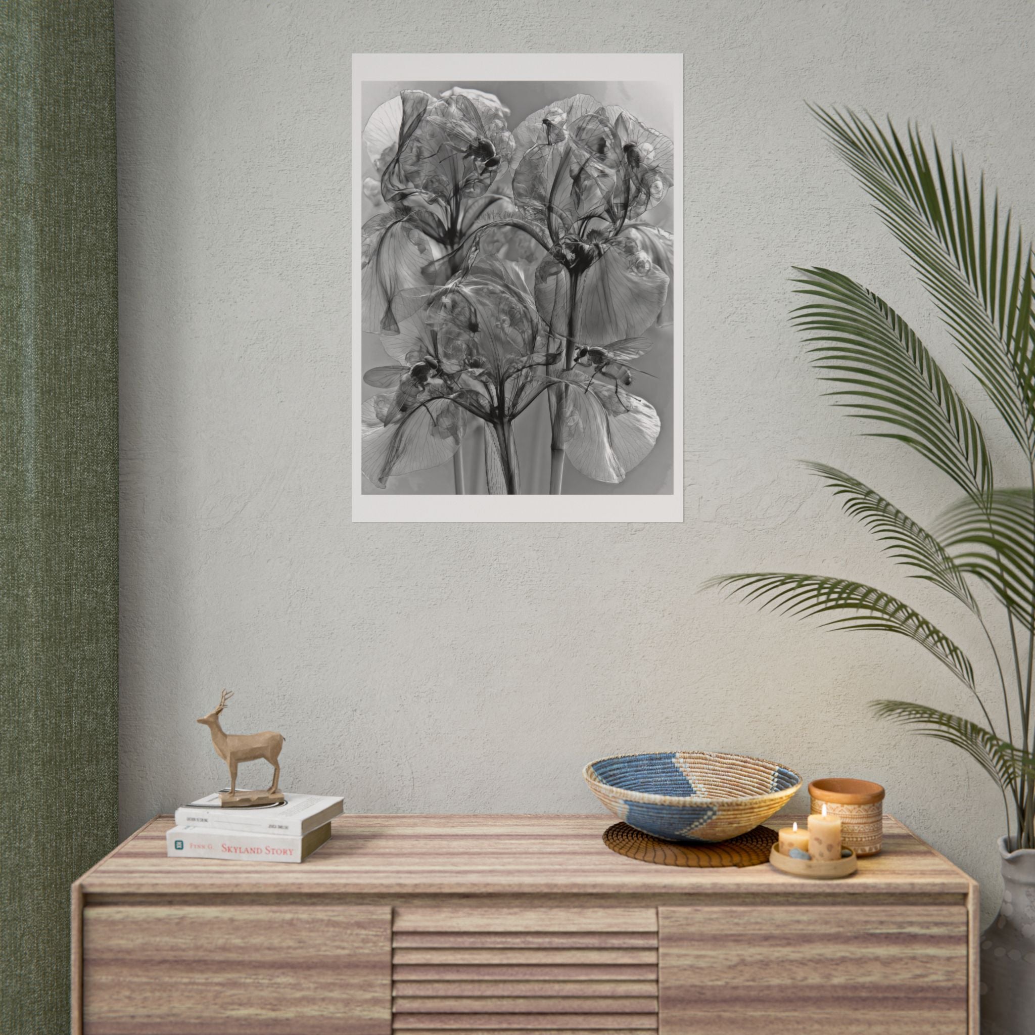 Rolled Poster — Monochrome X-Ray Floral Art Print