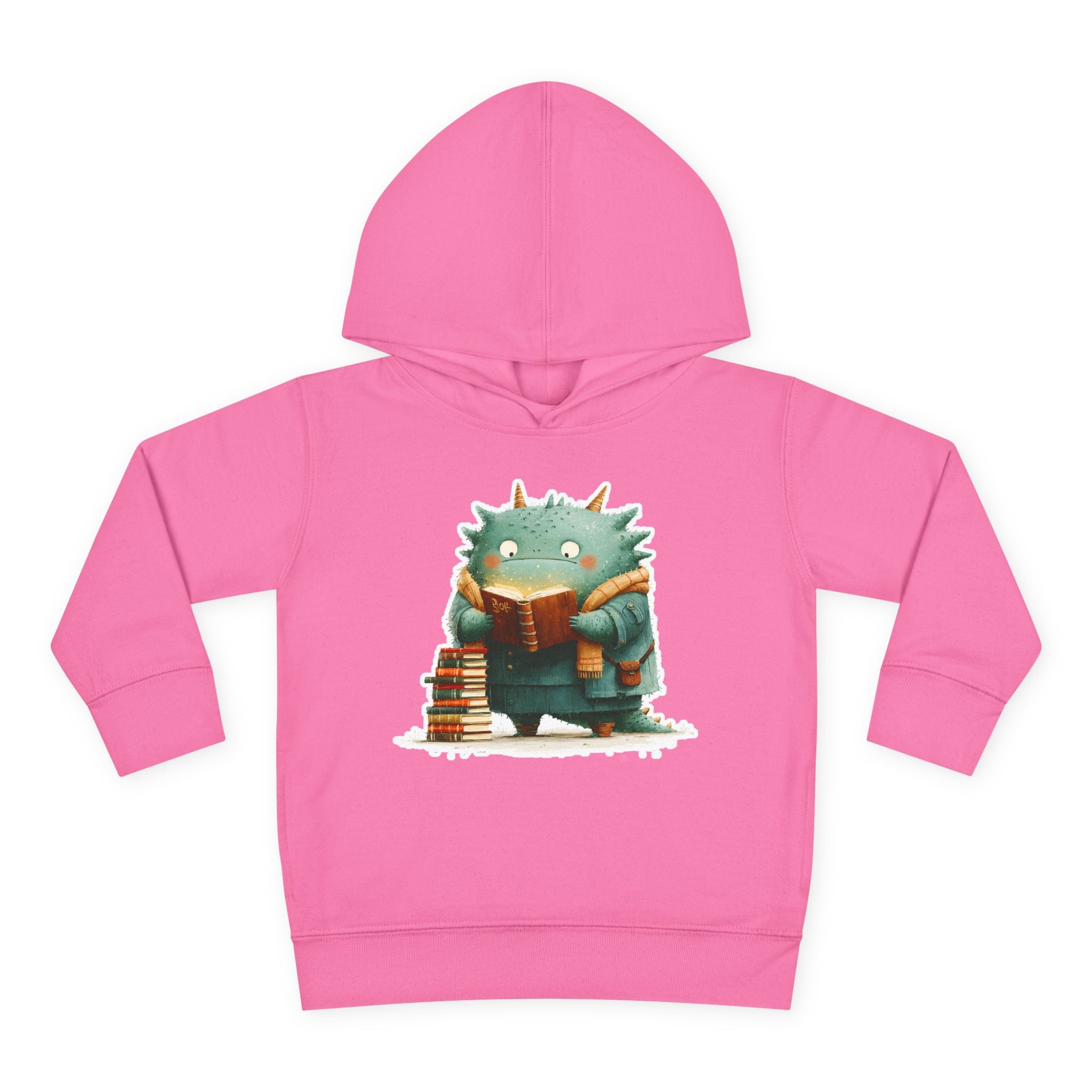 Toddler Hoodie — Cute Reading Monster Graphic Pullover
