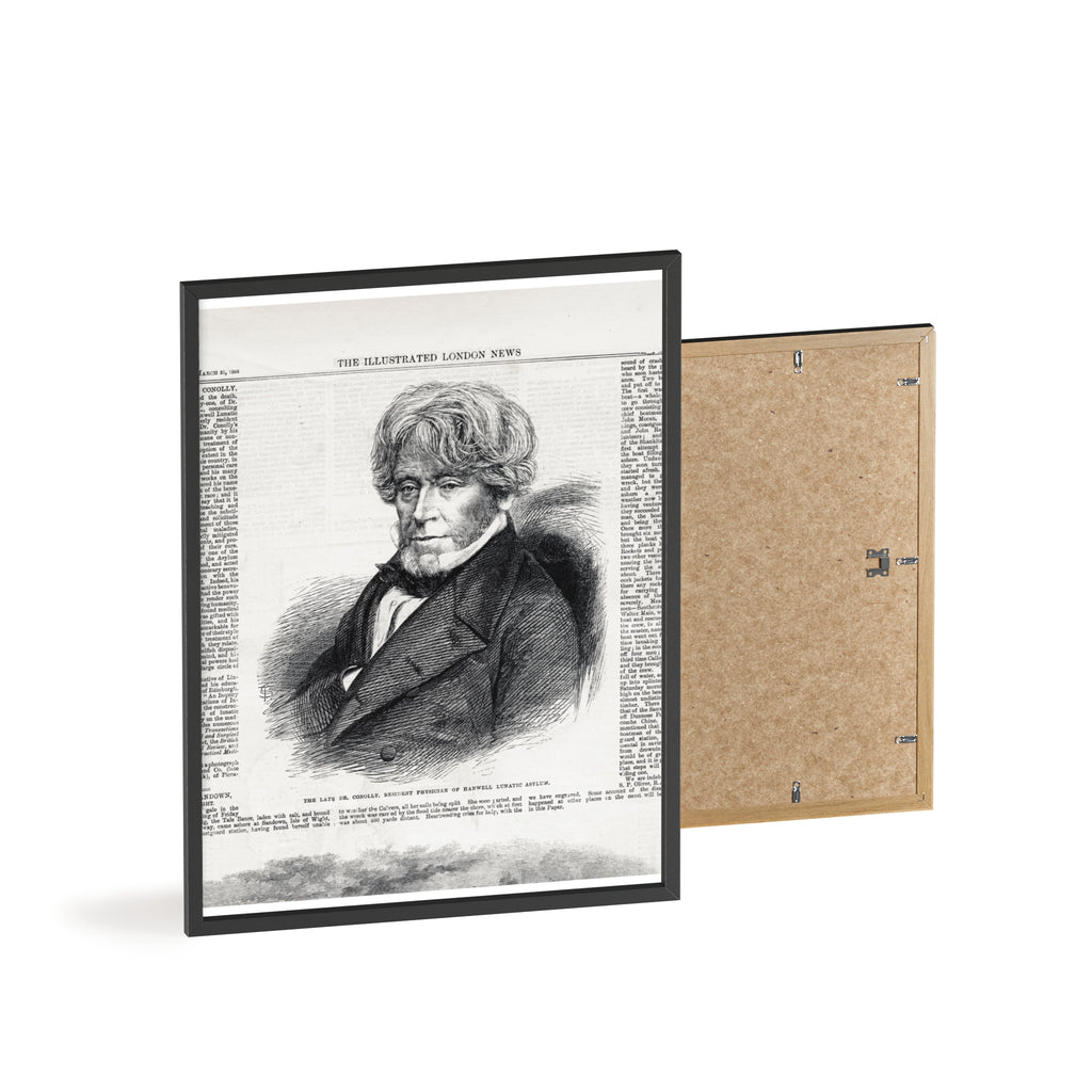Dr. Conolly, Resident Physician of Hanwell Lunatic Asylum. Framed Vintage Portrait Print — Antique Newspaper Illustration Poster