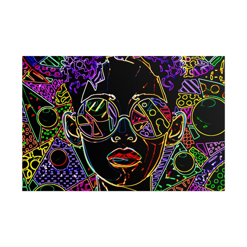 Afrofuturist Neon Portrait Poster