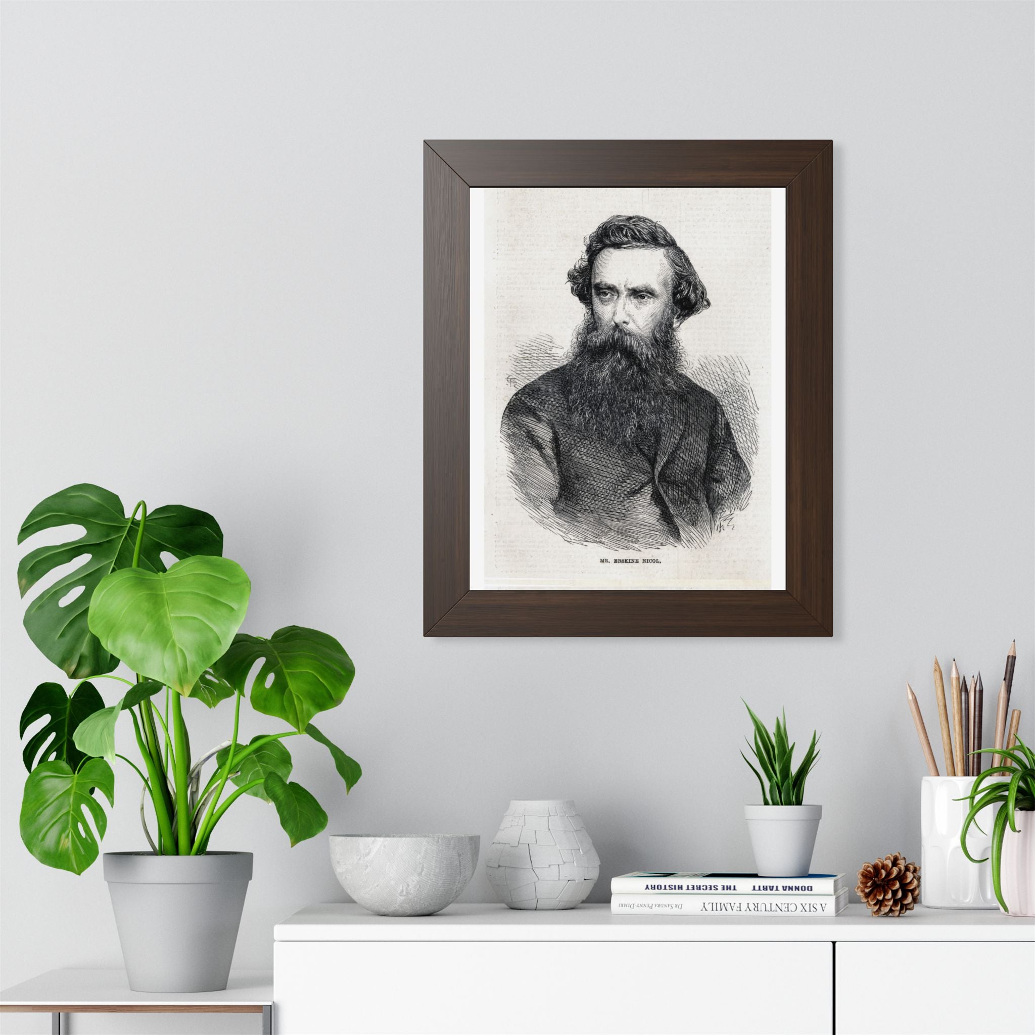 Framed Poster — Vintage 1800s Engraved Portrait Print