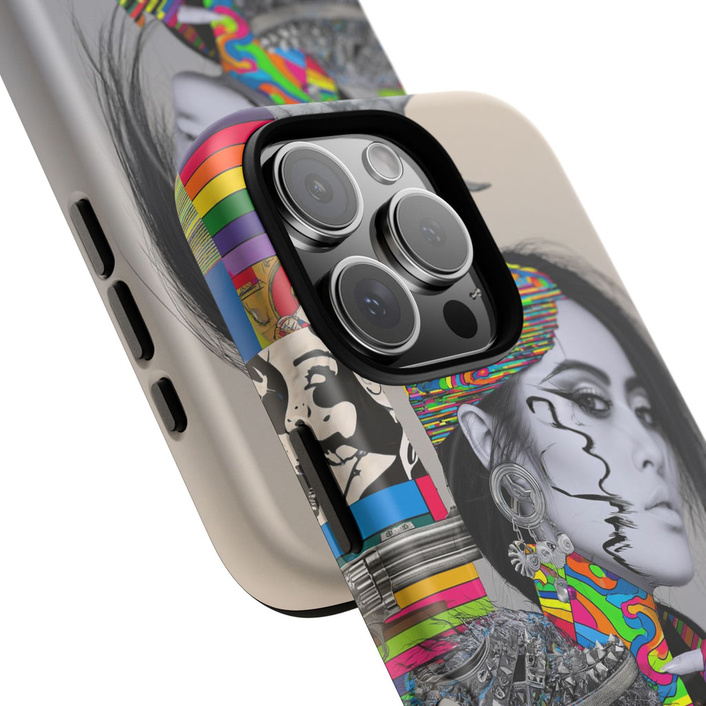 Phone Case - Colorful Glitch Portrait Tough Magnetic Case