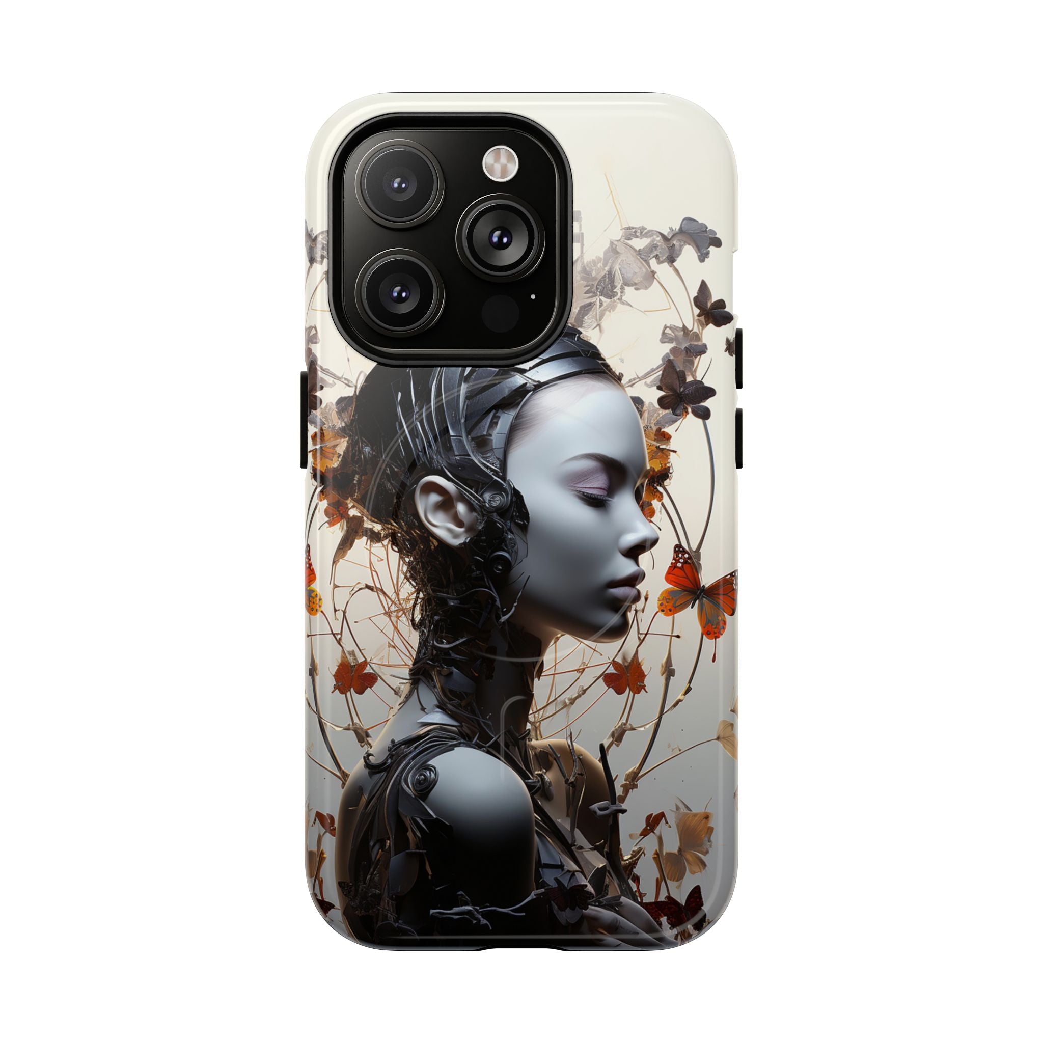 Art Nouveau Cyberpunk Phone Case — Surreal Floral Femme Tough Magnetic Case