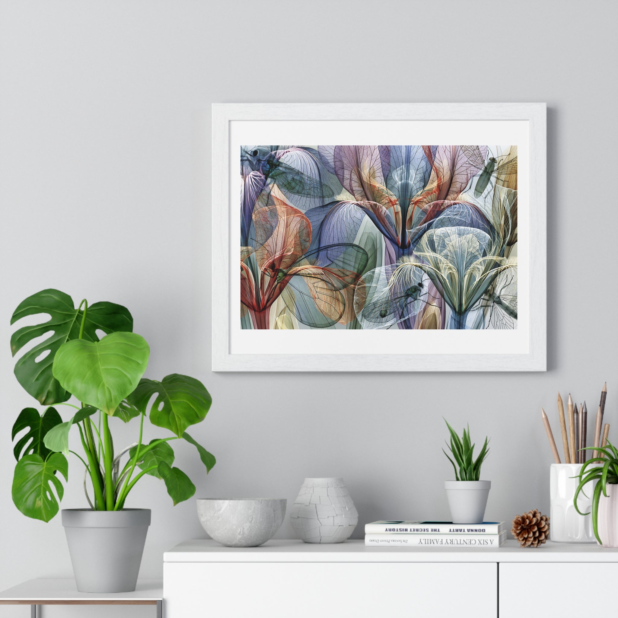 Framed Floral Art Print — Abstract Translucent Lily Poster